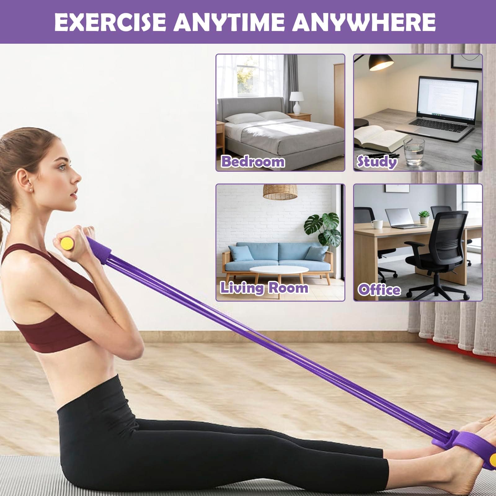 YQQKRCB Multifunctional Resistance Bands with Handles and – Bild 2