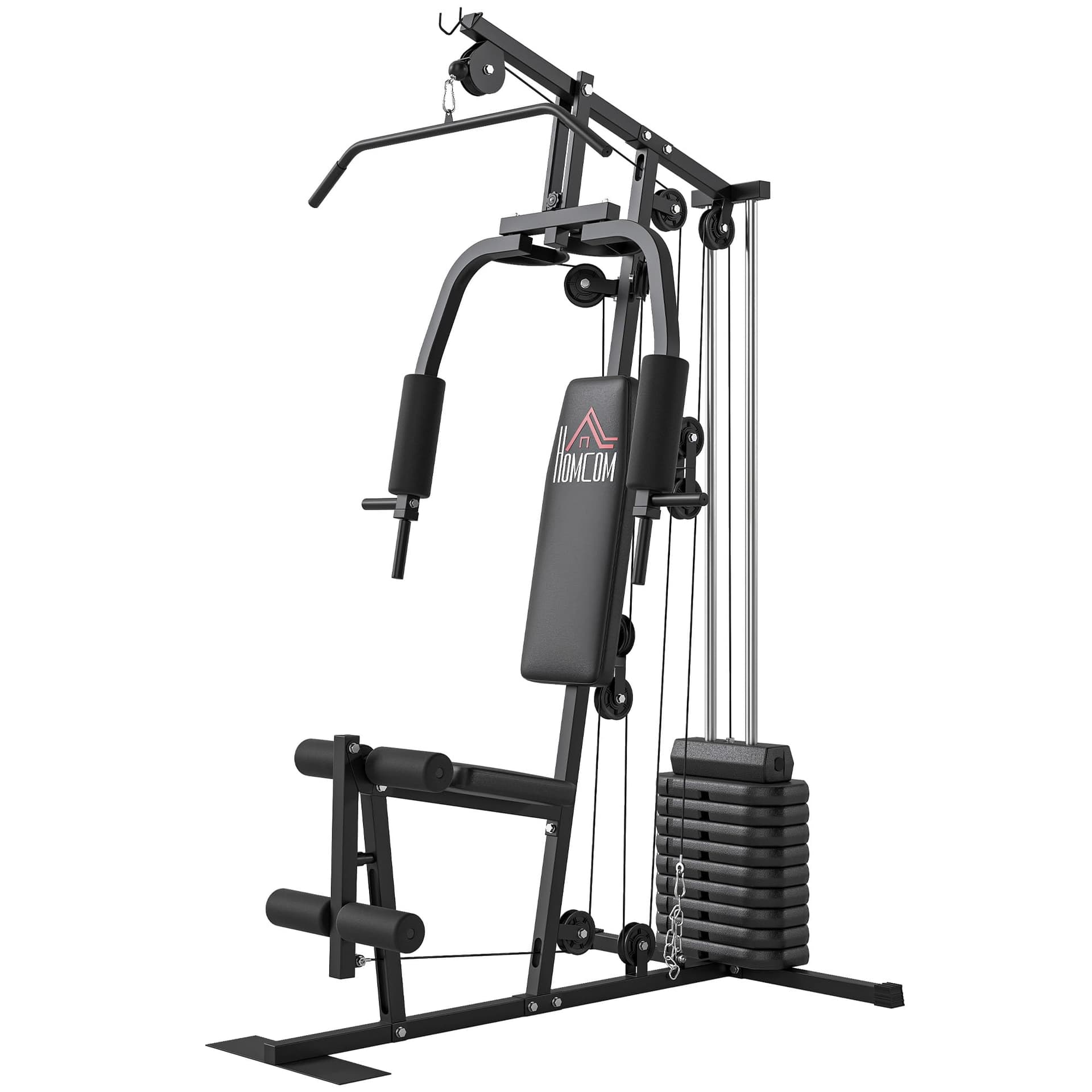 HOMCOM Fitnessstation voor krachttraining, met 9 gewichtsblokken van 5 kg