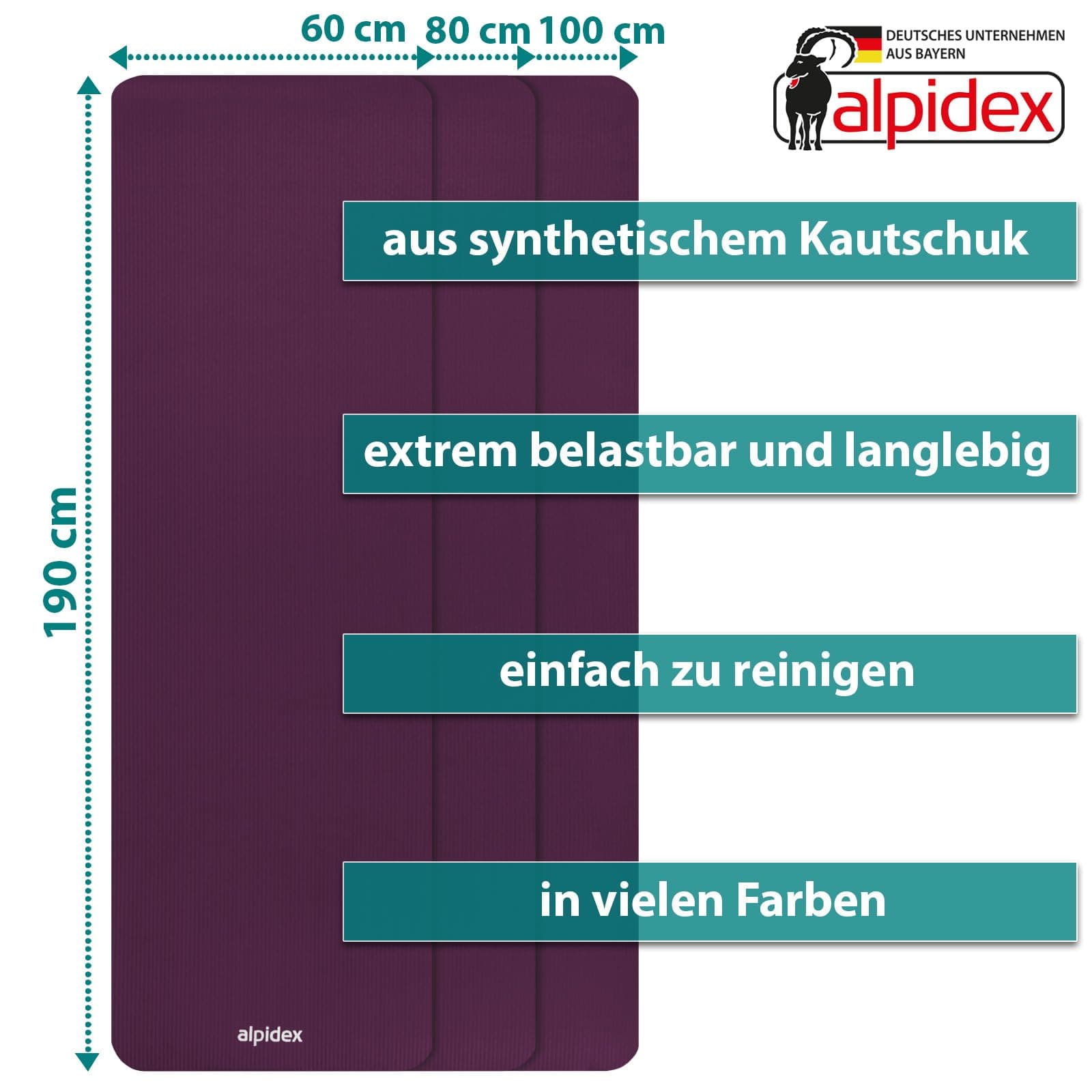 ALPIDEX Yogamatte Dick 1,5 cm 190x60cm Gymnastikmatte – Bild 4