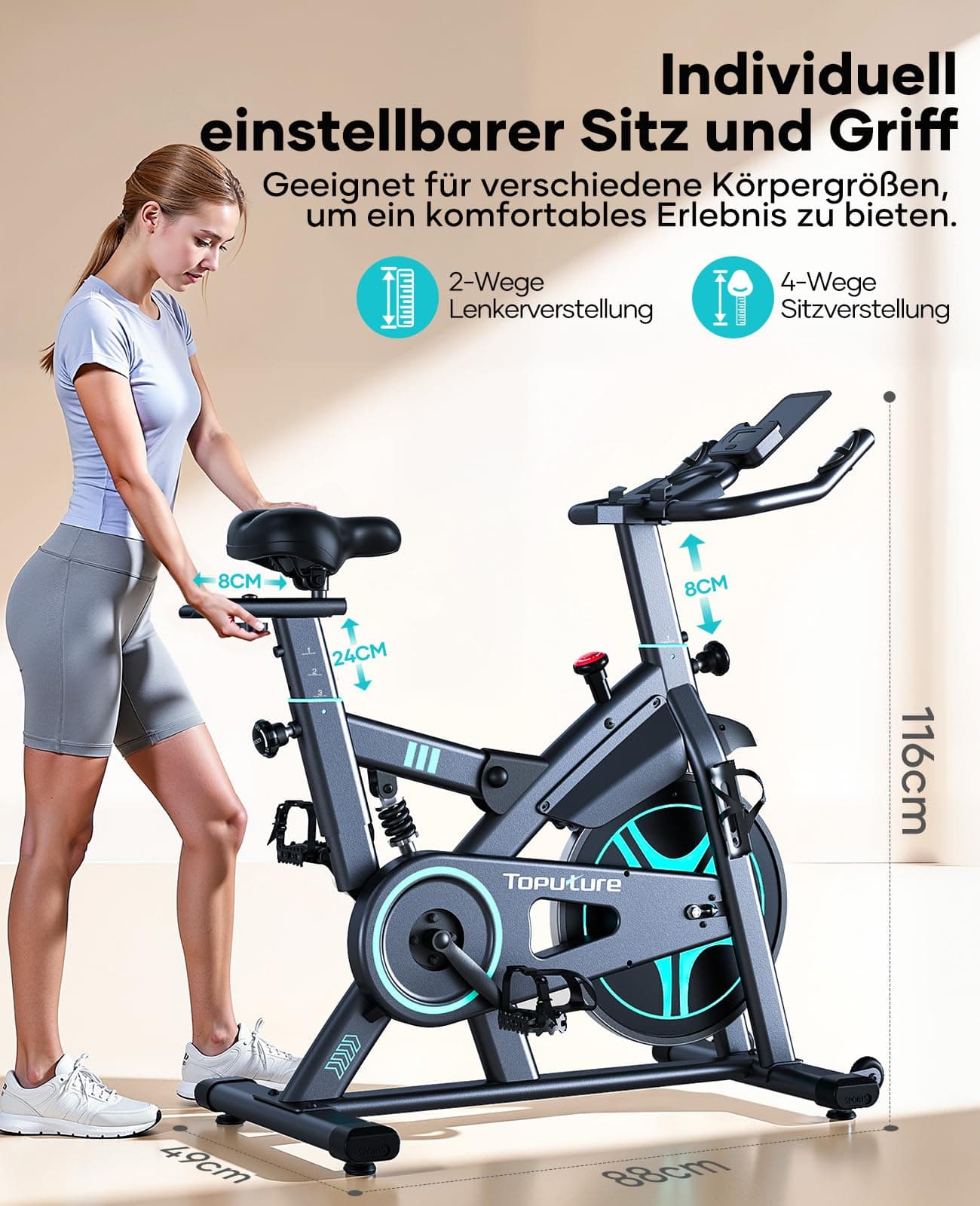Toputure [2026 Aktualisierte] Heimtrainer Fahrrad mit APP und – Bild 4