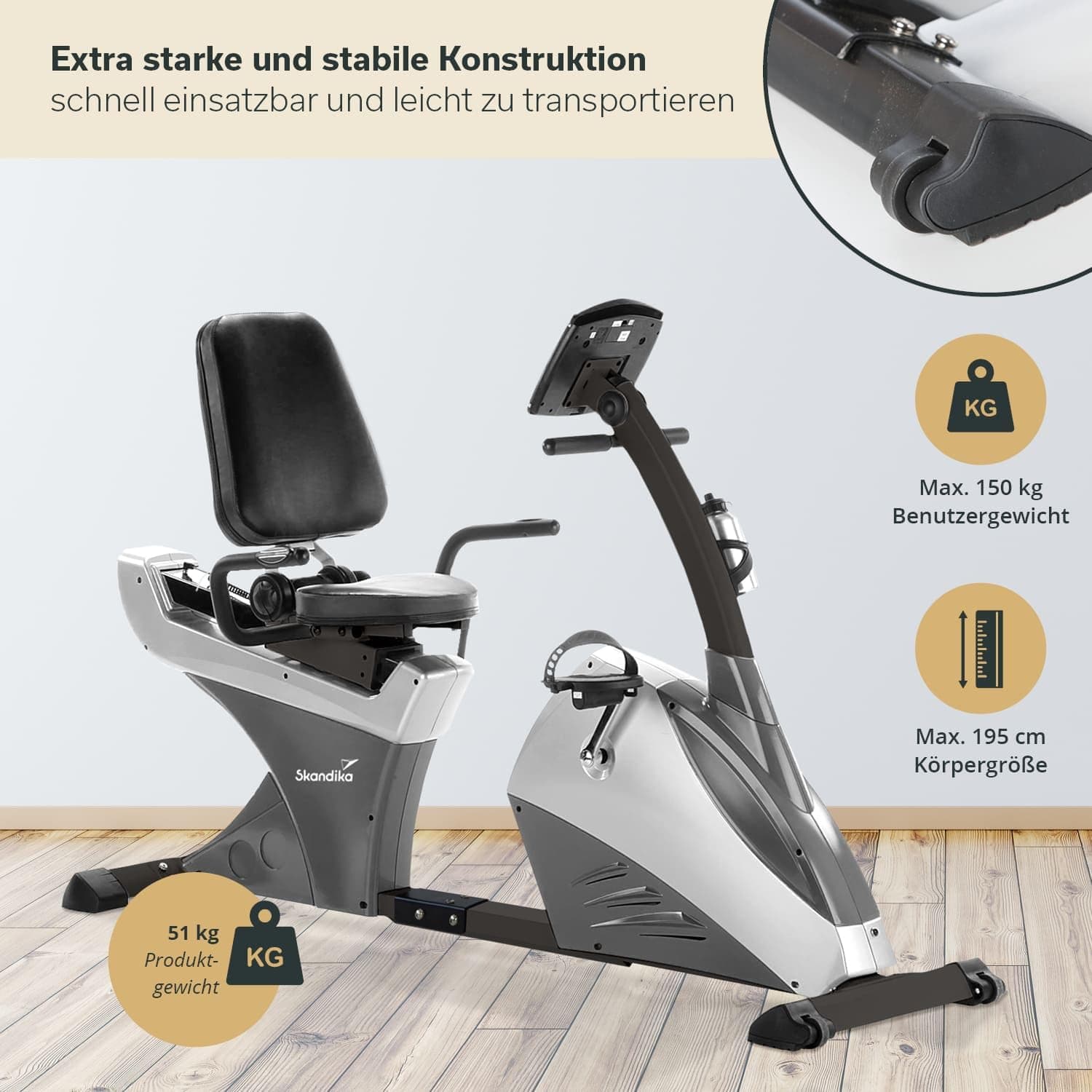 Skandika Liegeergometer Centaurus | Liege-Ergometer mit Trainingscomputer, 13kg – Bild 6