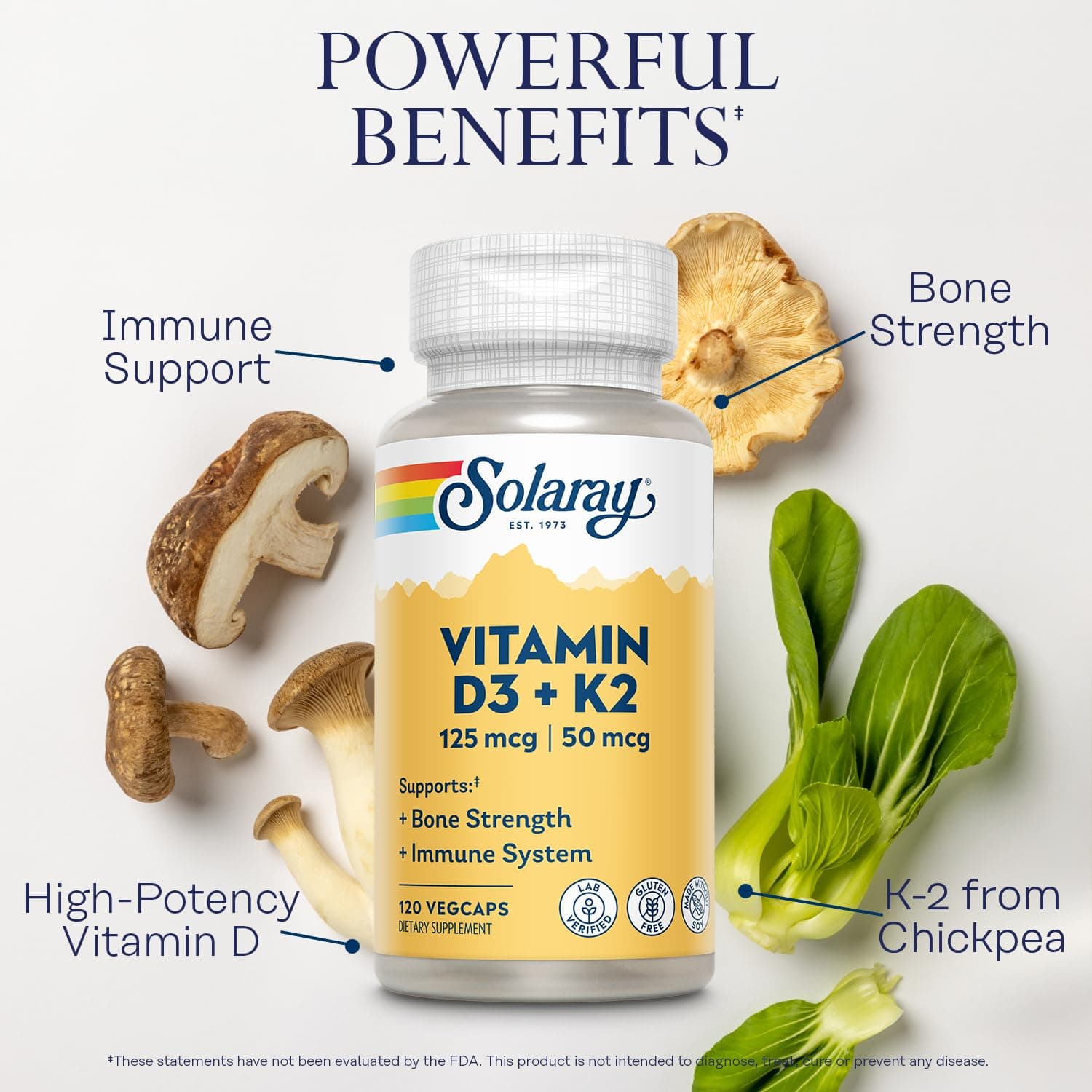 SOLARAY Vitamin D3 + K2 | Vegcaps Es 200 G – Bild 3