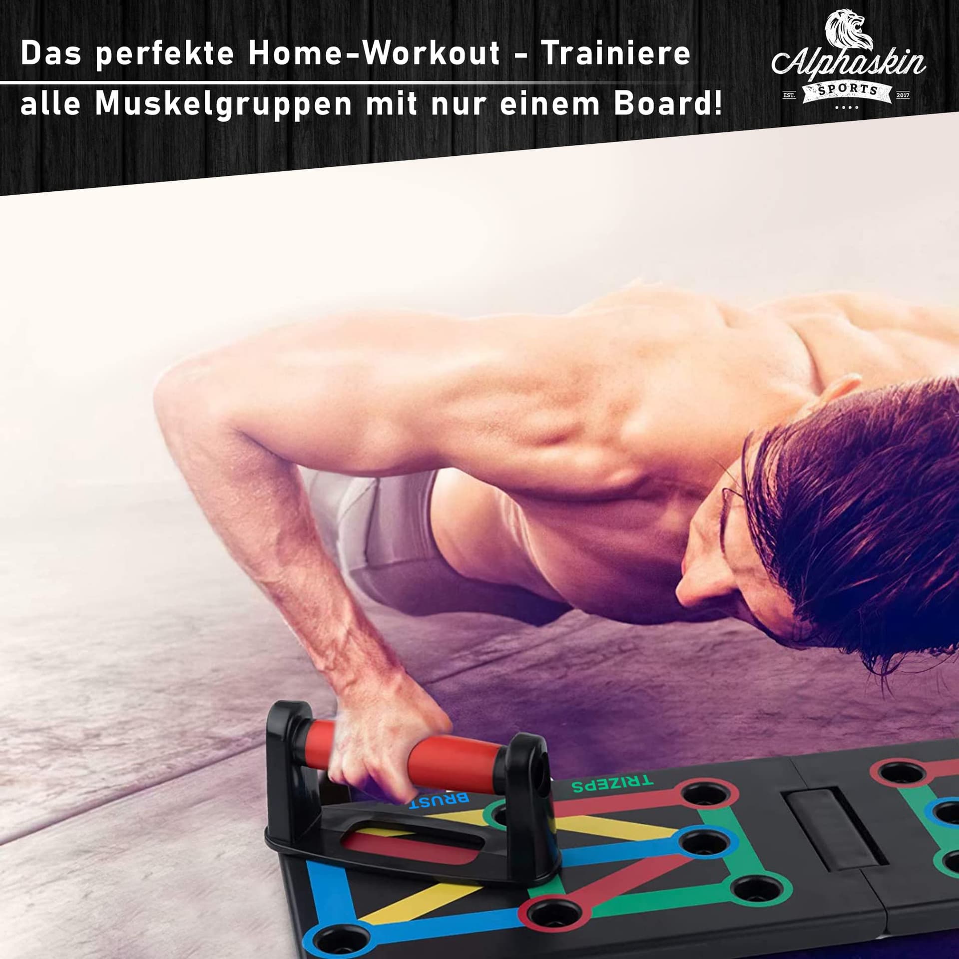 ALPHASKIN Liegestützbrett Set mit Griffen – Bild 5