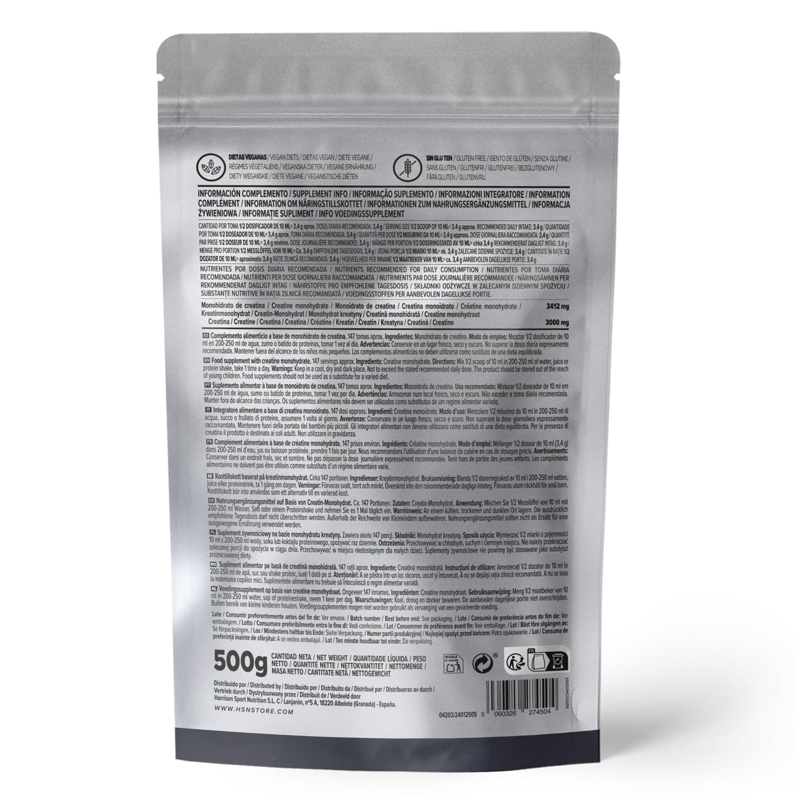 HSN Creatina Monohidrato Micronizada 500g – Bild 2