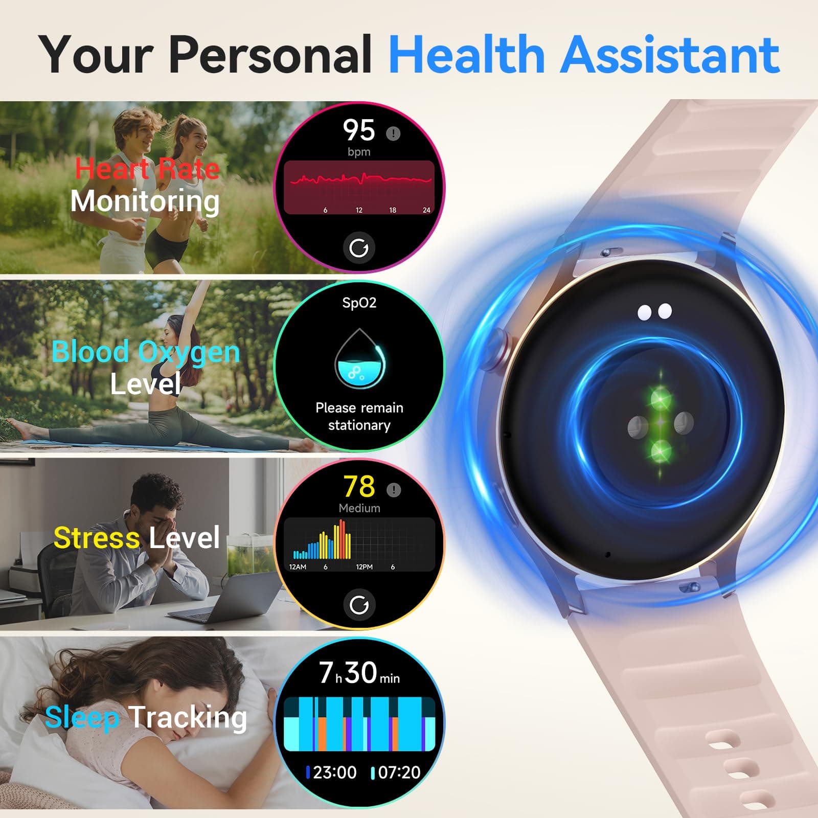 Fitpolo Smart Watch for Women,1.3" AMOLED Touchscreen – Bild 4