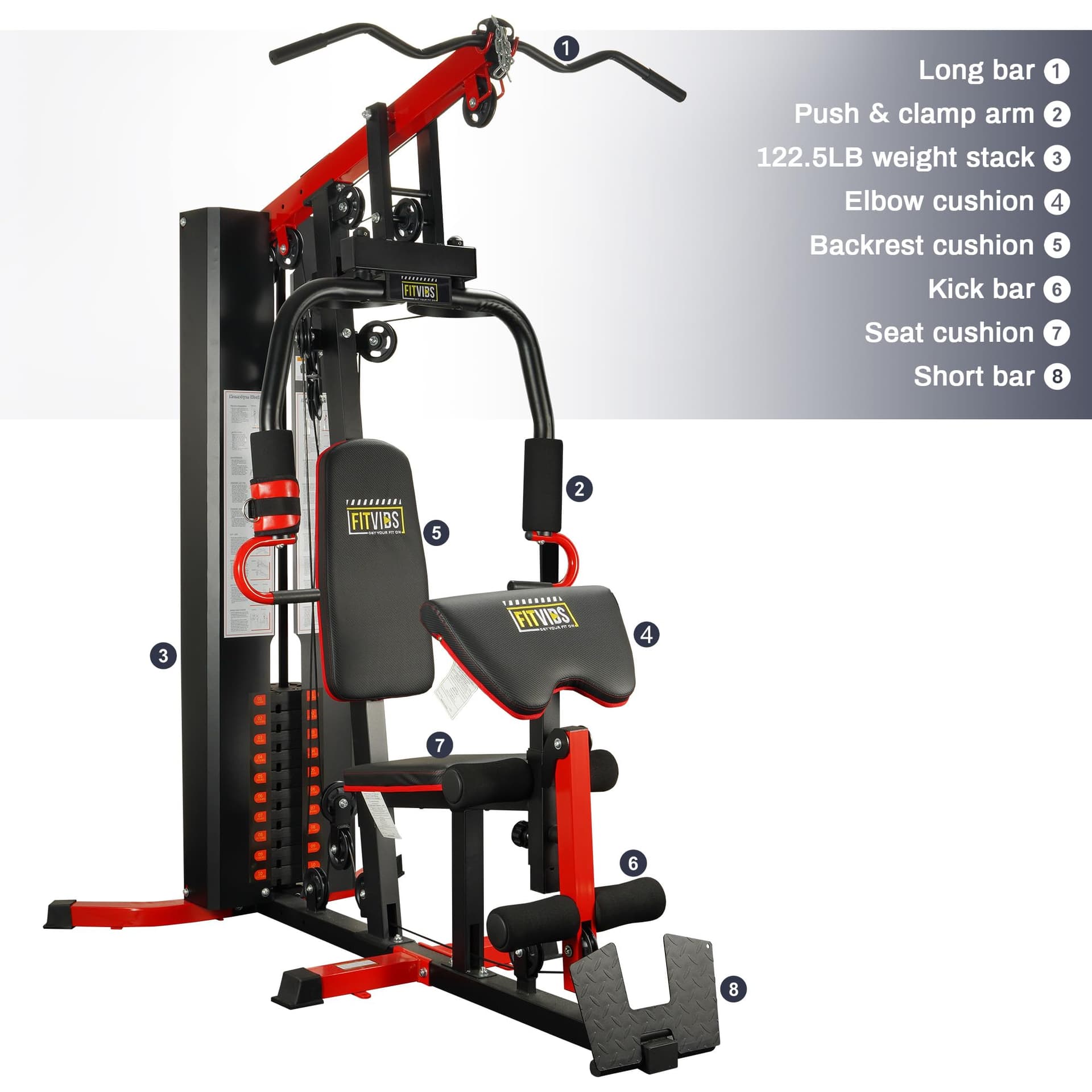 Fitvids Multifunctional Home Gym Equipment with 122.5 lbs – Bild 2