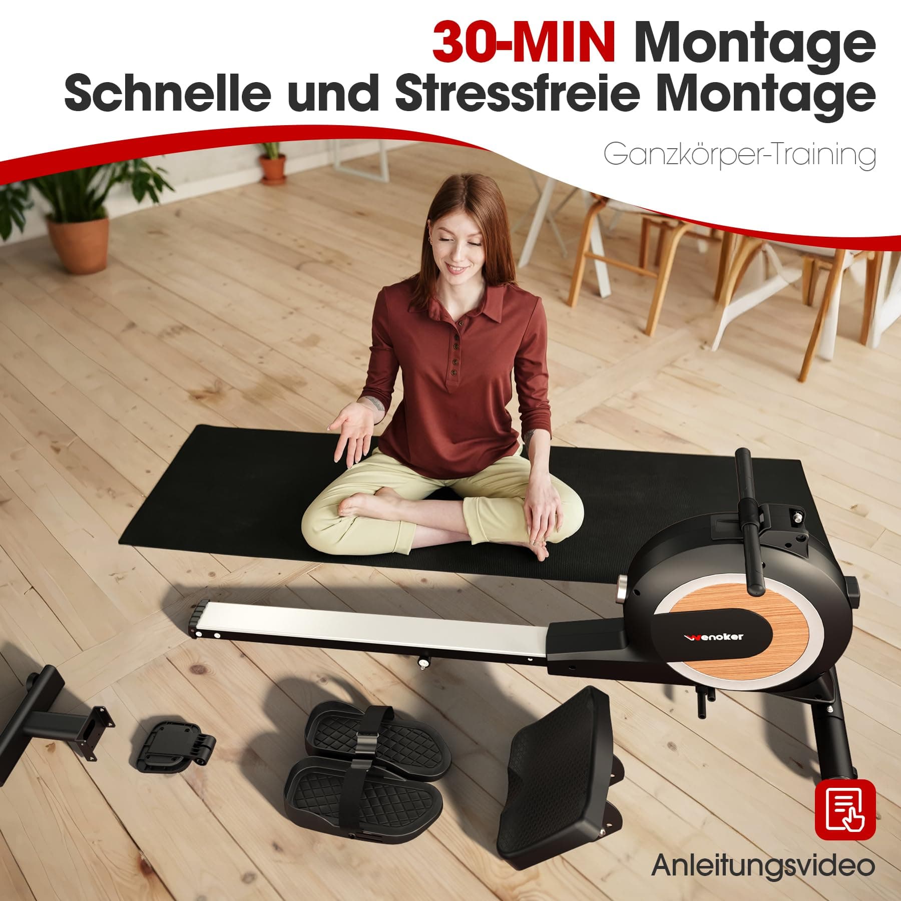 Wenoker Rudergerät mit Magnet-Fitnesstrainer – Bild 8
