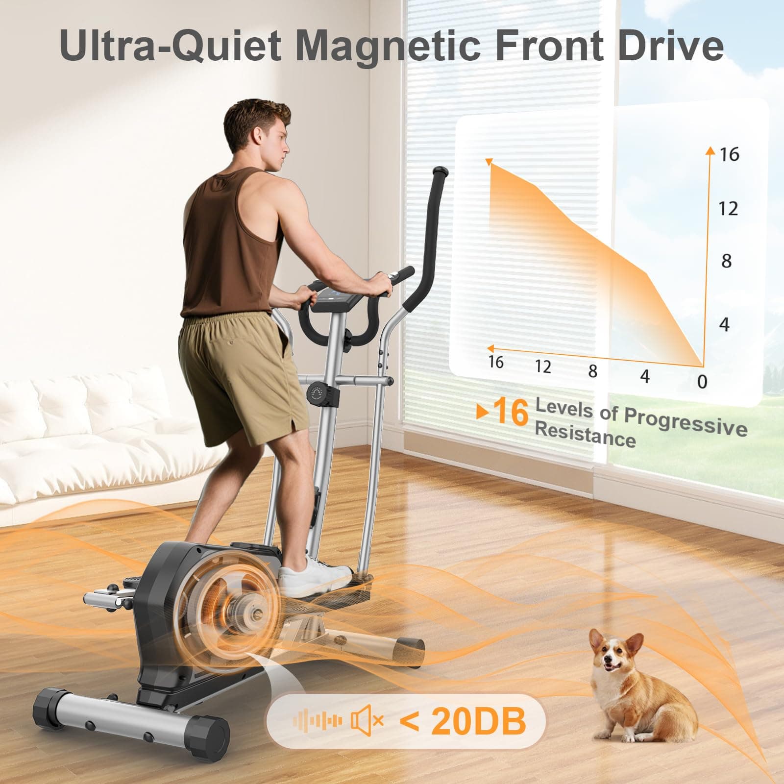 Neezee Crosstrainer für Zuhause mit Bluetooth-App,16-Stufiger Widerstandsstufen,6 kg – Bild 3
