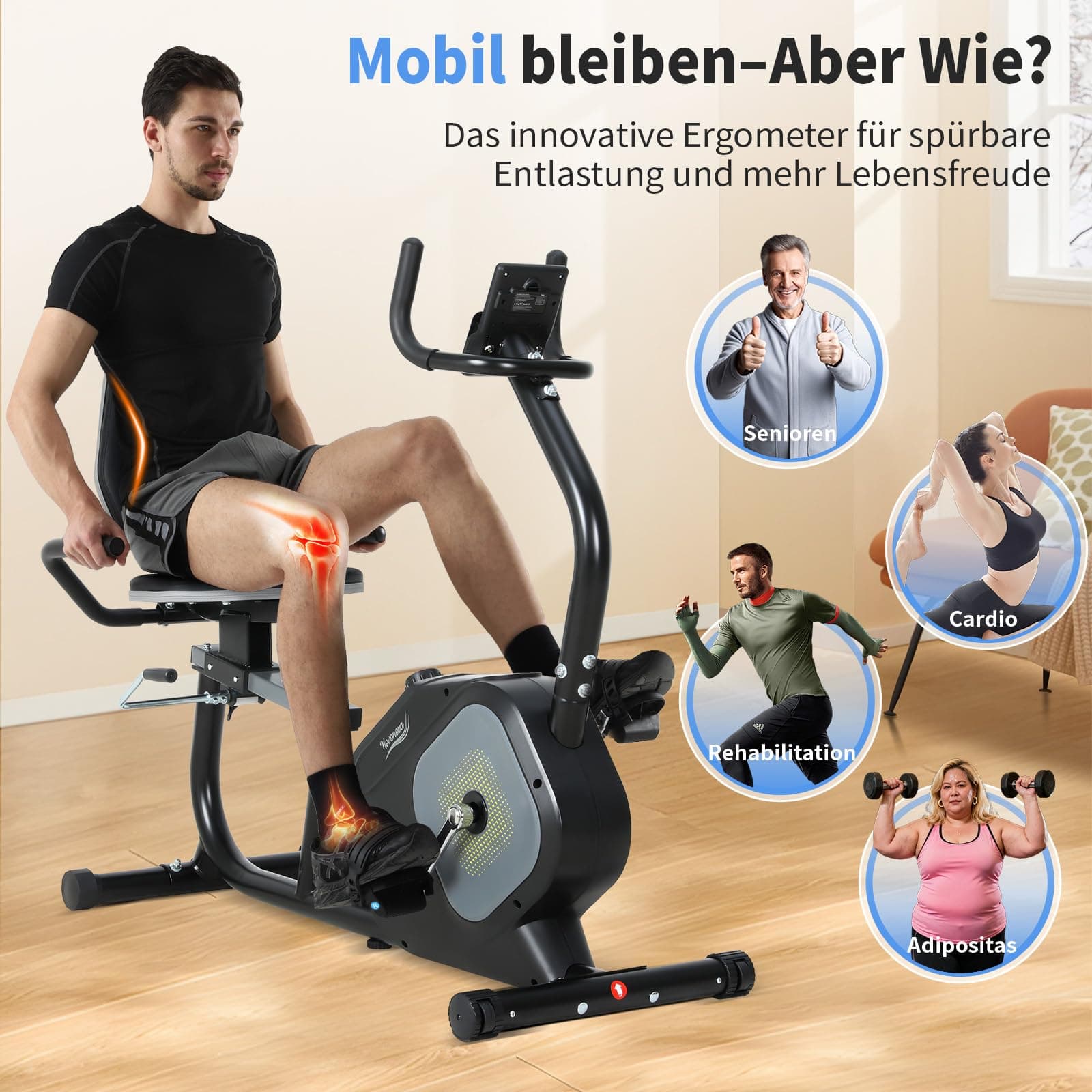 Novonova Liegeergometer für Zuhause mit 16 verstellbaren – Bild 2