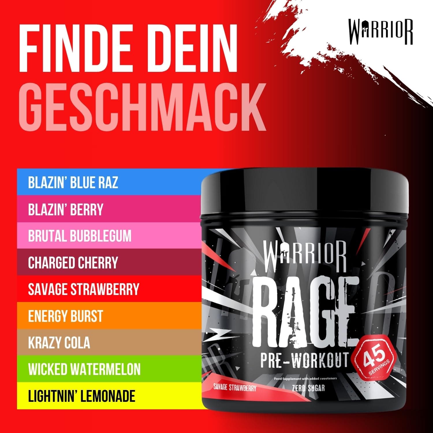 Warrior Rage Pre Workout Booster 392 g – Bild 7