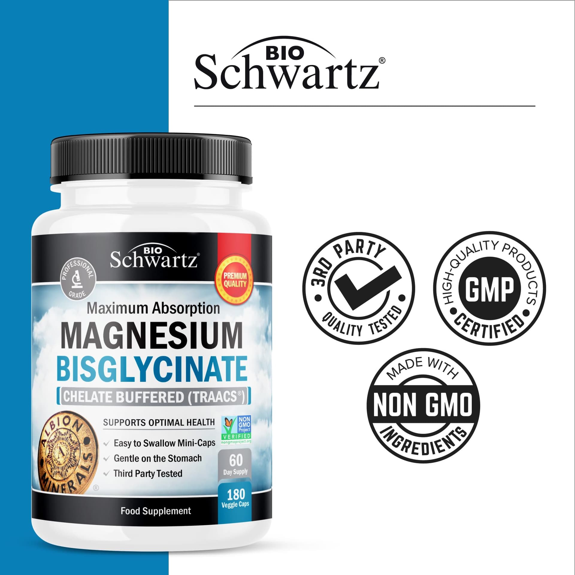 BioSchwartz Magnesium Glycinate 400mg – Bild 6