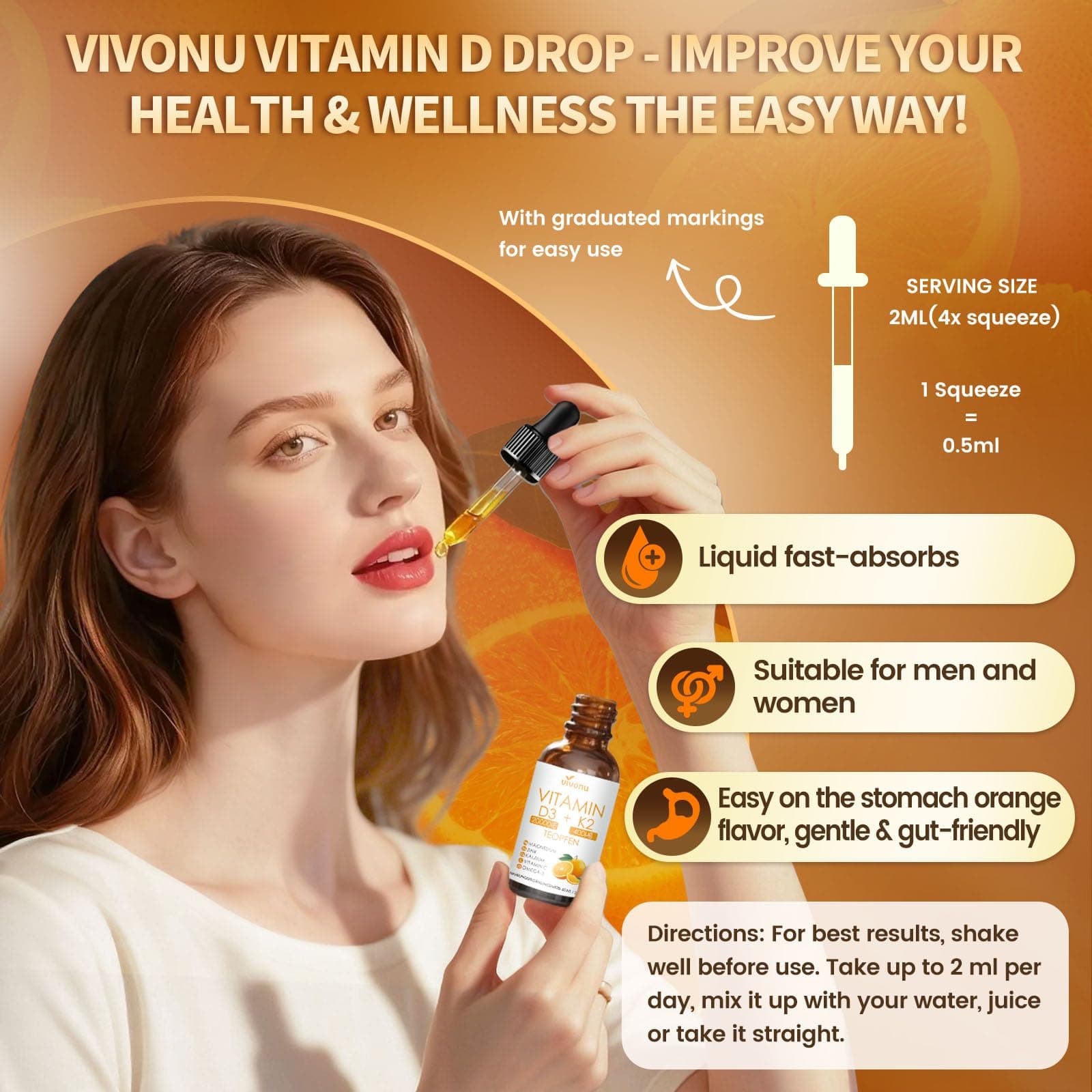 VivoNu Vitamine D3 K2 20000 UI avec MK7-300 en Huile de coco vierge – Bild 6