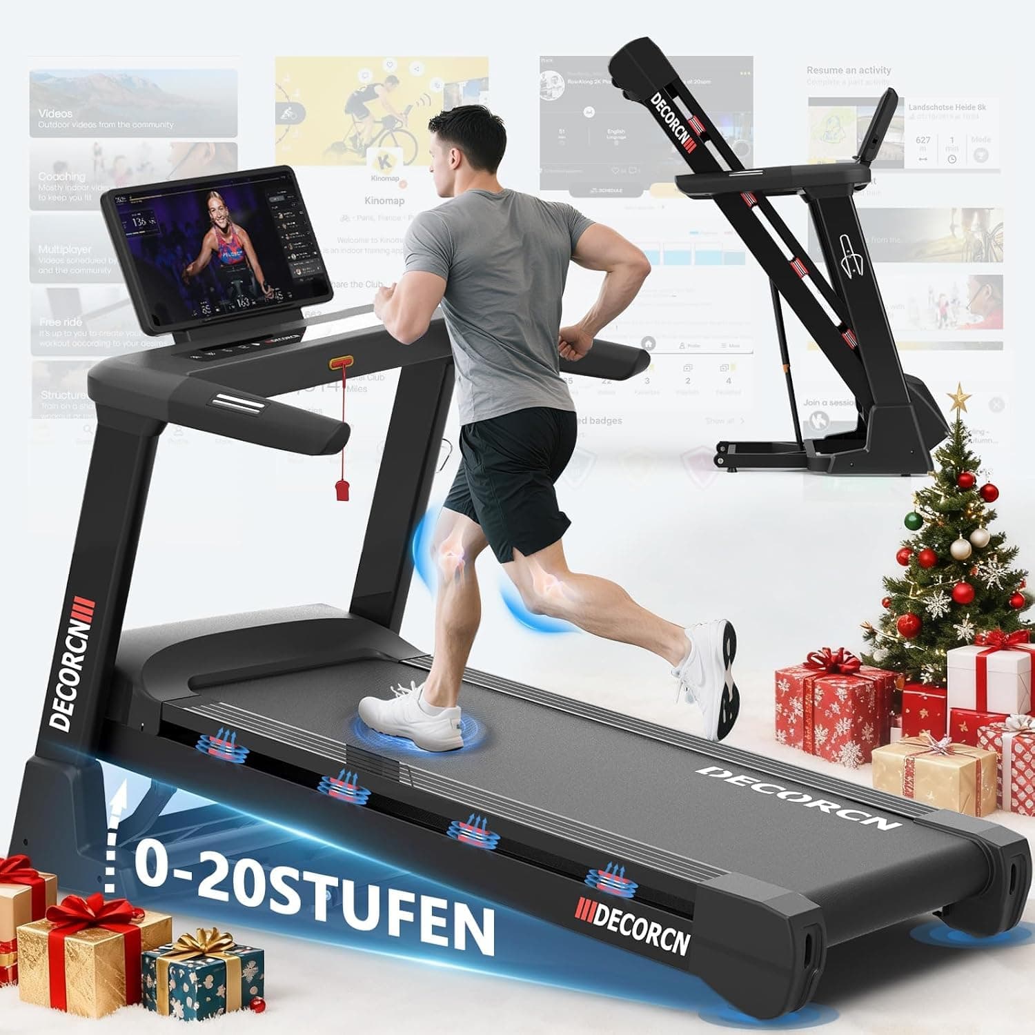 Decorcn Profi Laufband für Zuhause Klappbar