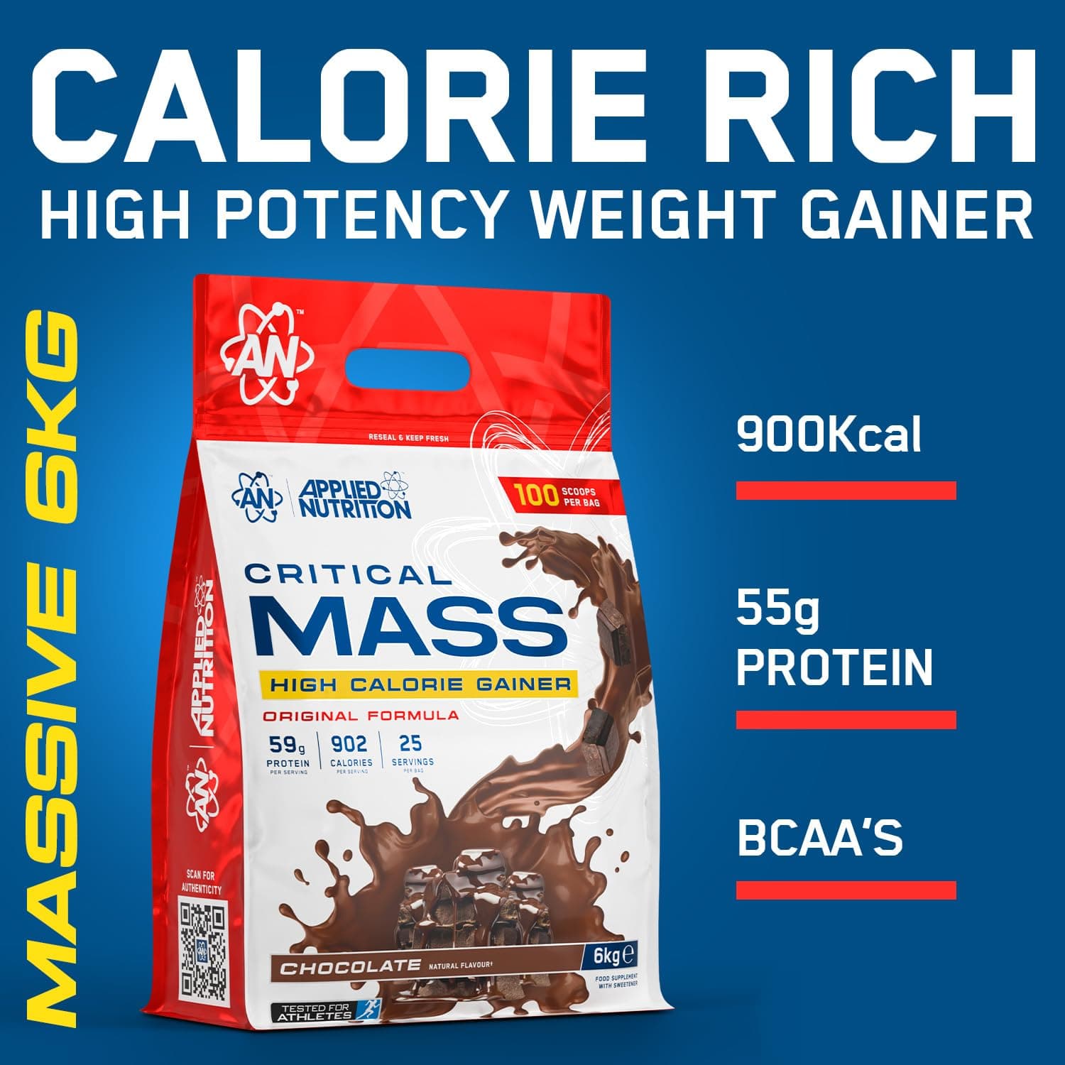 Applied Nutrition Critical Mass Gainer Protéiné, Saveur Chocolat, 6 kg – Bild 2