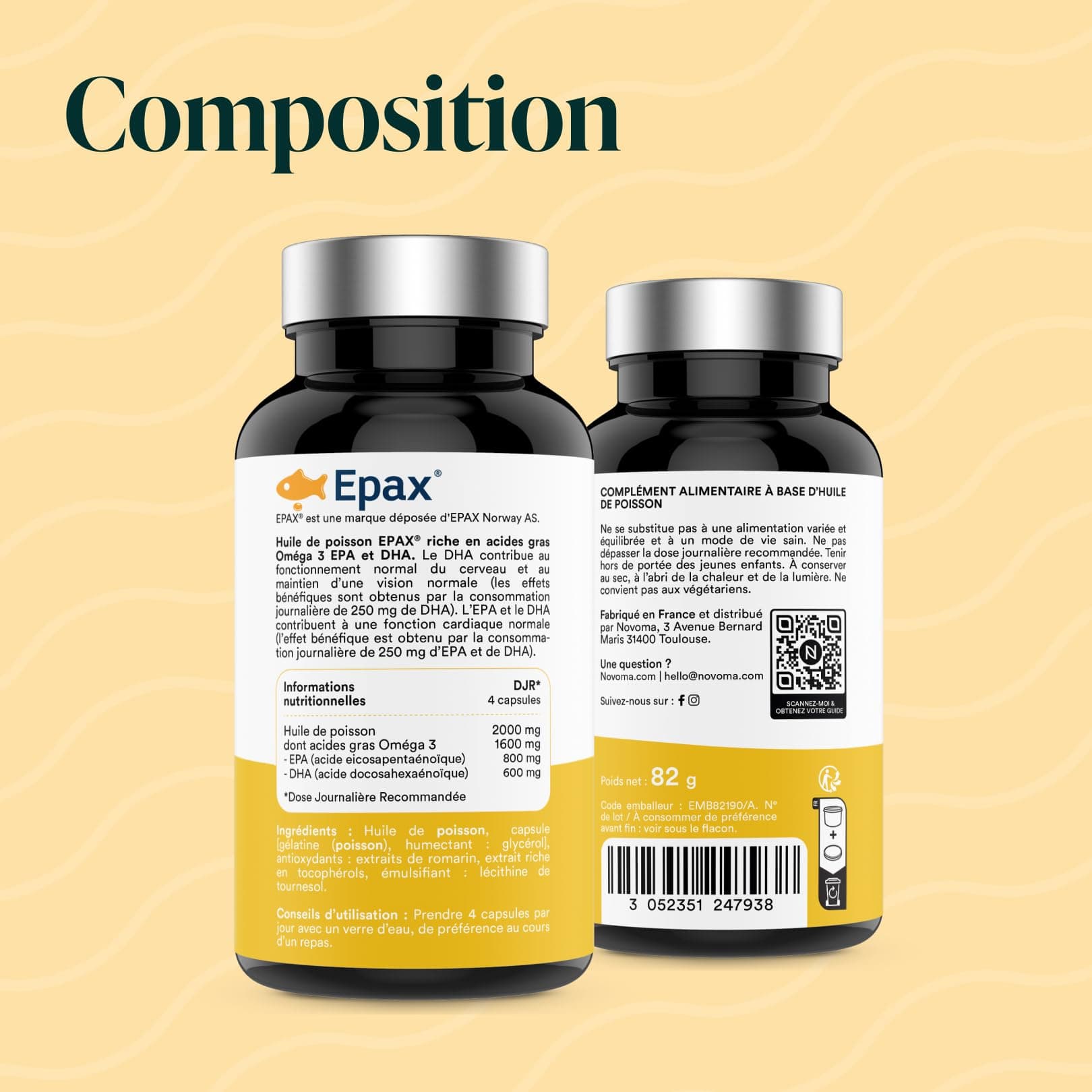 NOVOMA Oméga 3 Huile de Poisson Epax® 2000mg – Bild 7
