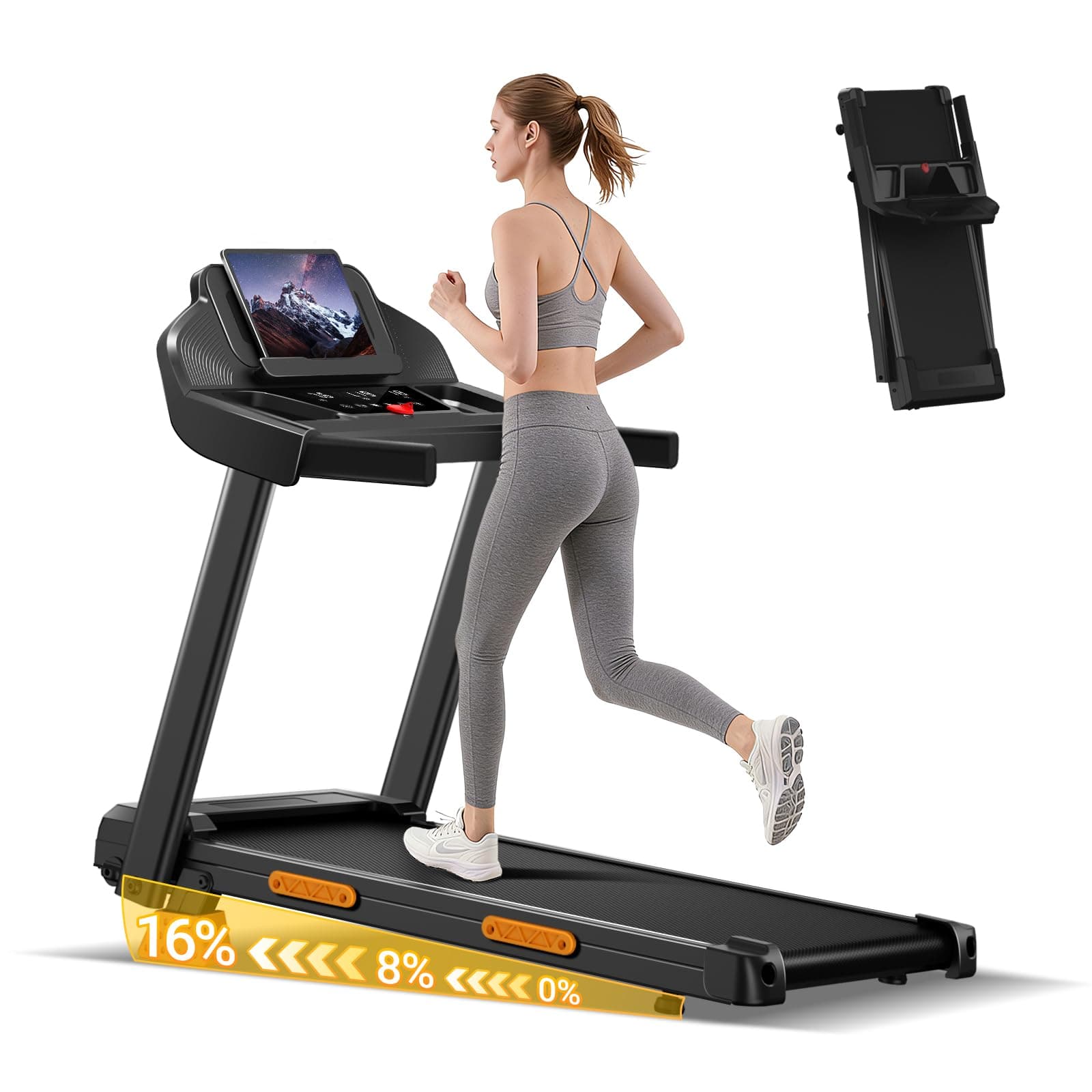 CURSOR FITNESS Folding Treadmill with 16% Incline