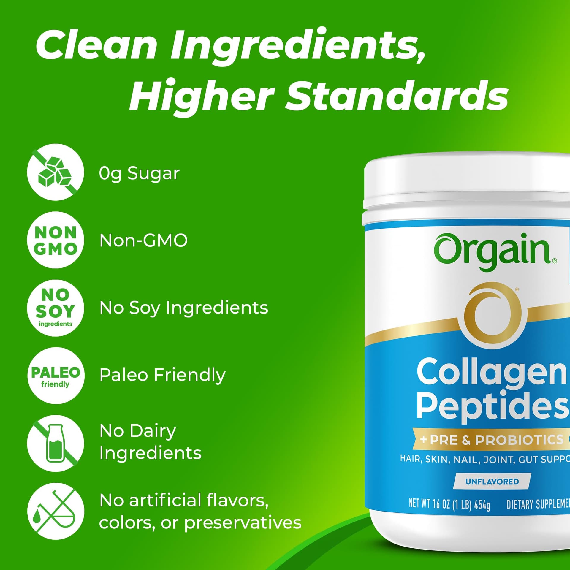 Orgain Hydrolyzed Collagen Peptides + Prebiotic & Probiotics Powder for Women & Men, 20g – Bild 6