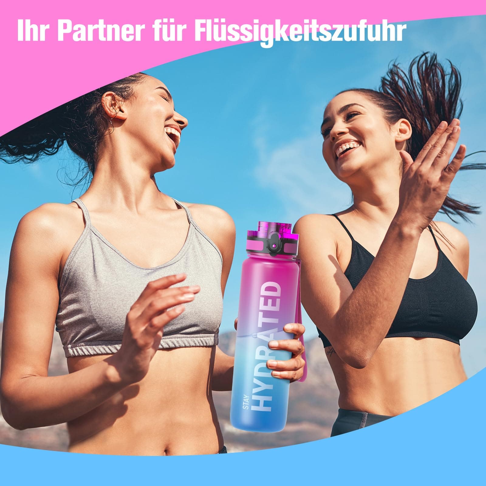 Sahara Sailor Trinkflasche, Sport Trinkflasche, [BPA-frei Tritan] 1L – Bild 7