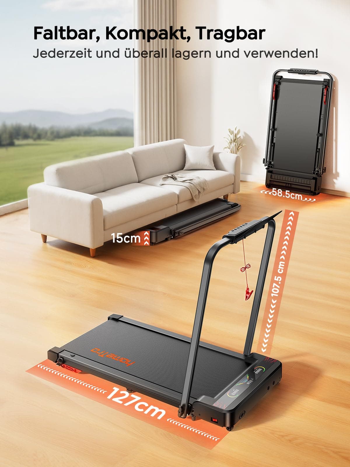 HomeTro Klappbares Laufband mit Steigung für Zuhause & Büro – Bild 5