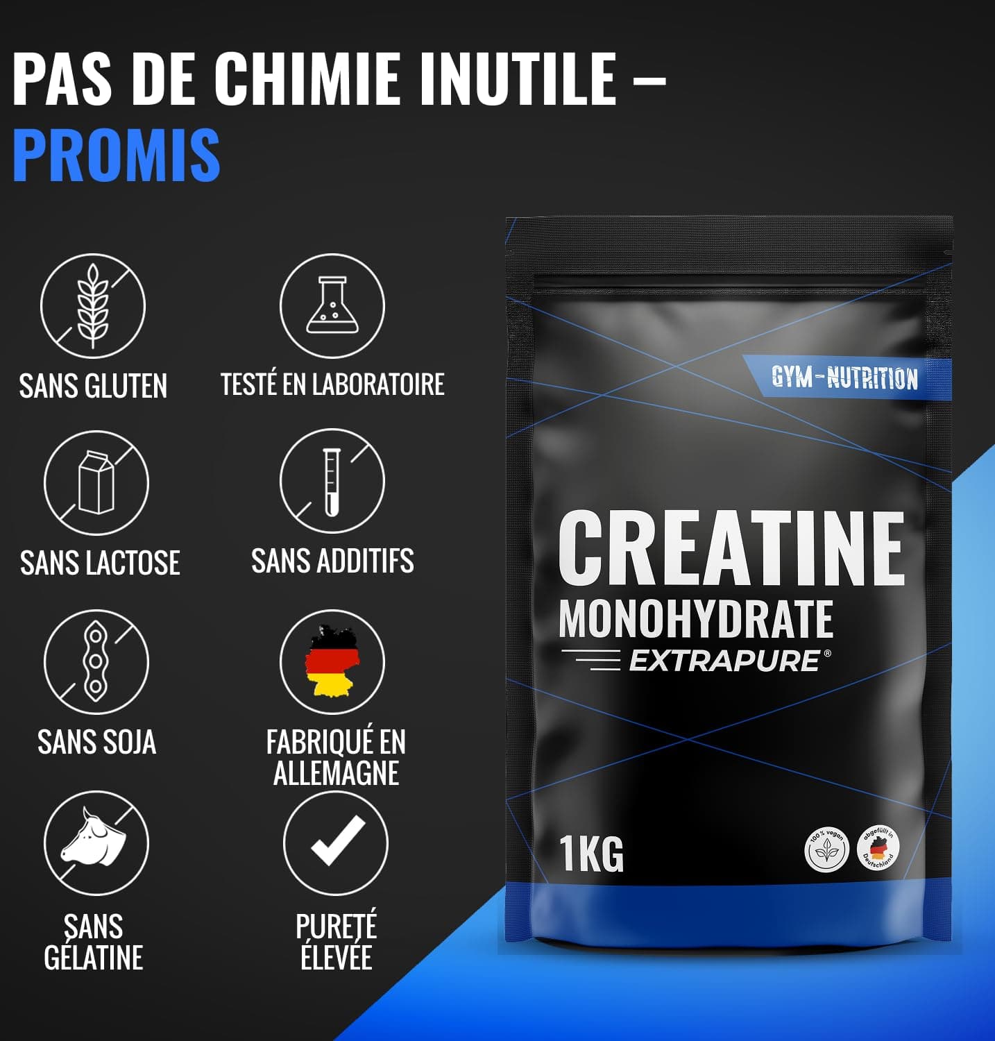Gym Nutrition Creatine Monohydrate Poudre - 1kg – Bild 6