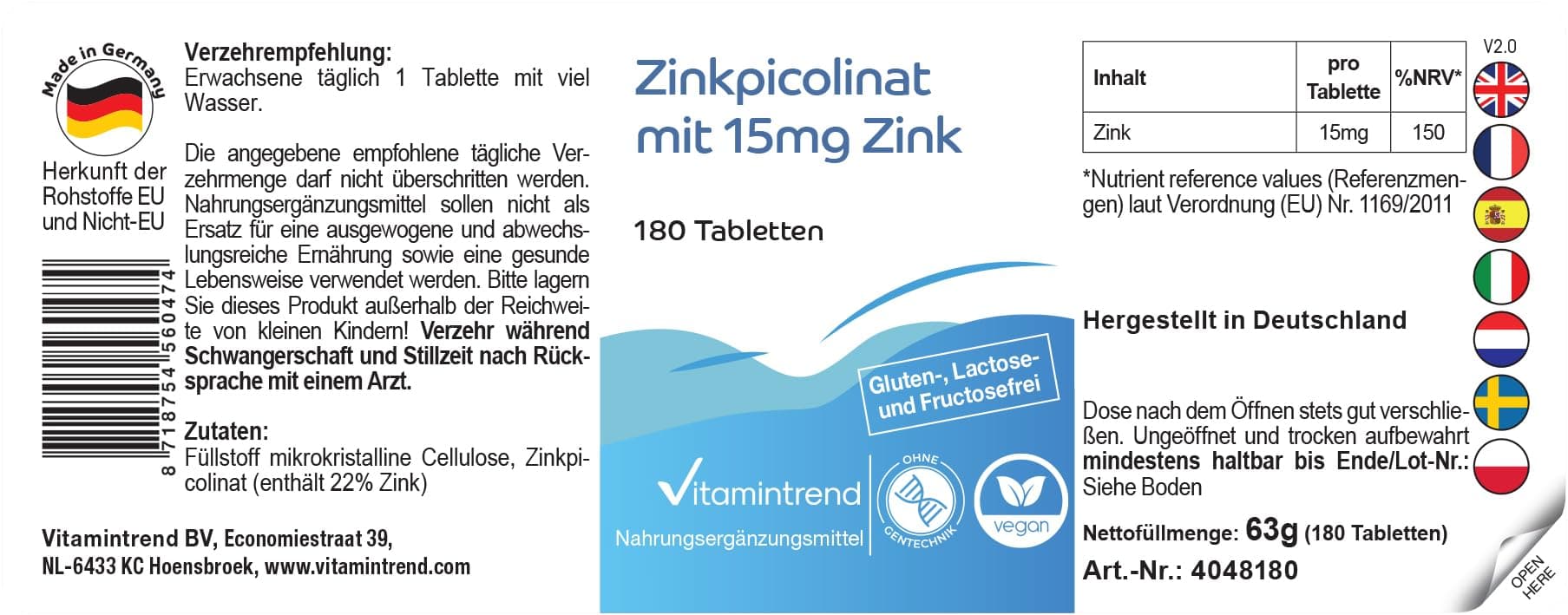 Vitamintrend Zinco ad alto dosaggio 15 mg – Bild 2