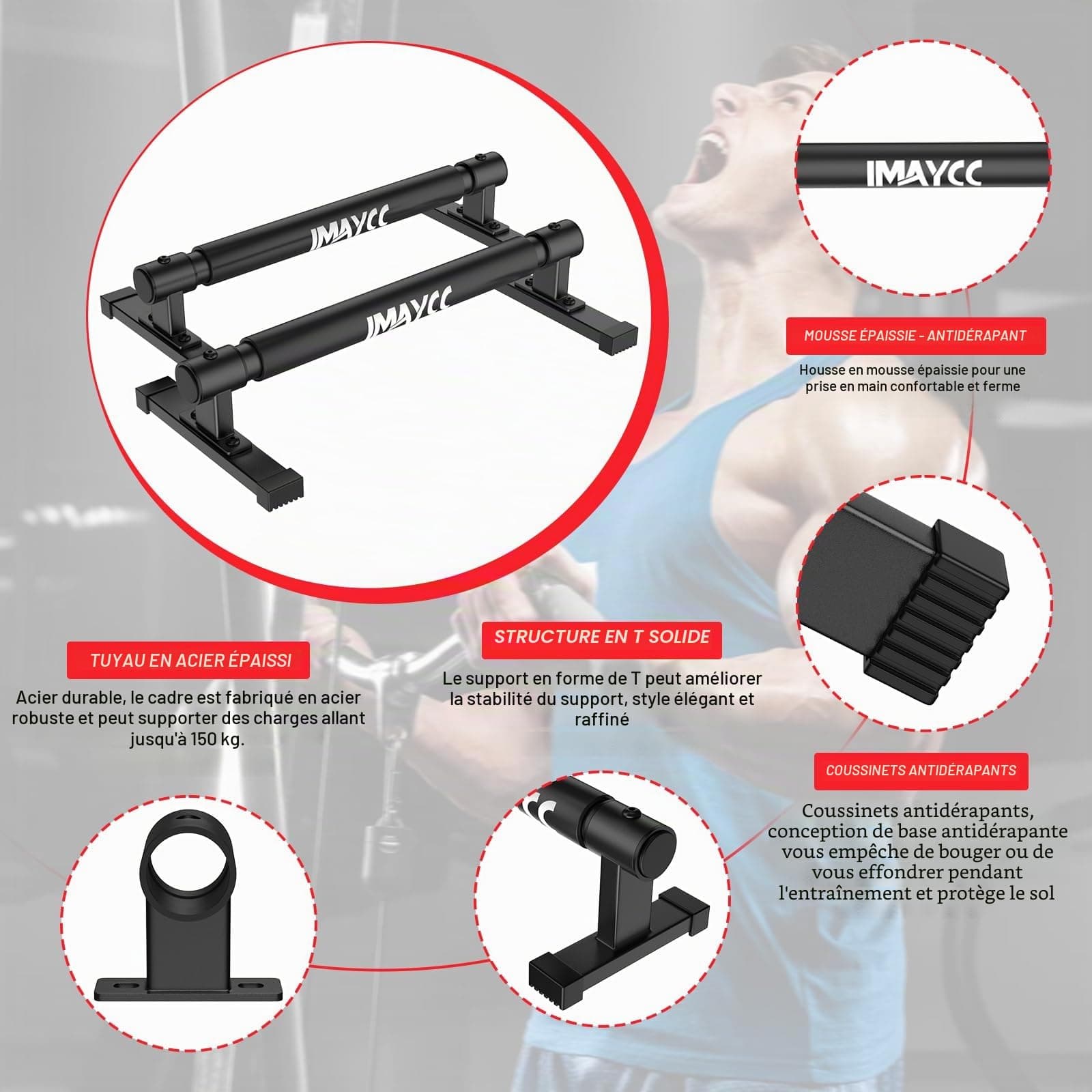 IMAYCC 50CM Poignées de Pompes avec Bandage pour – Bild 3