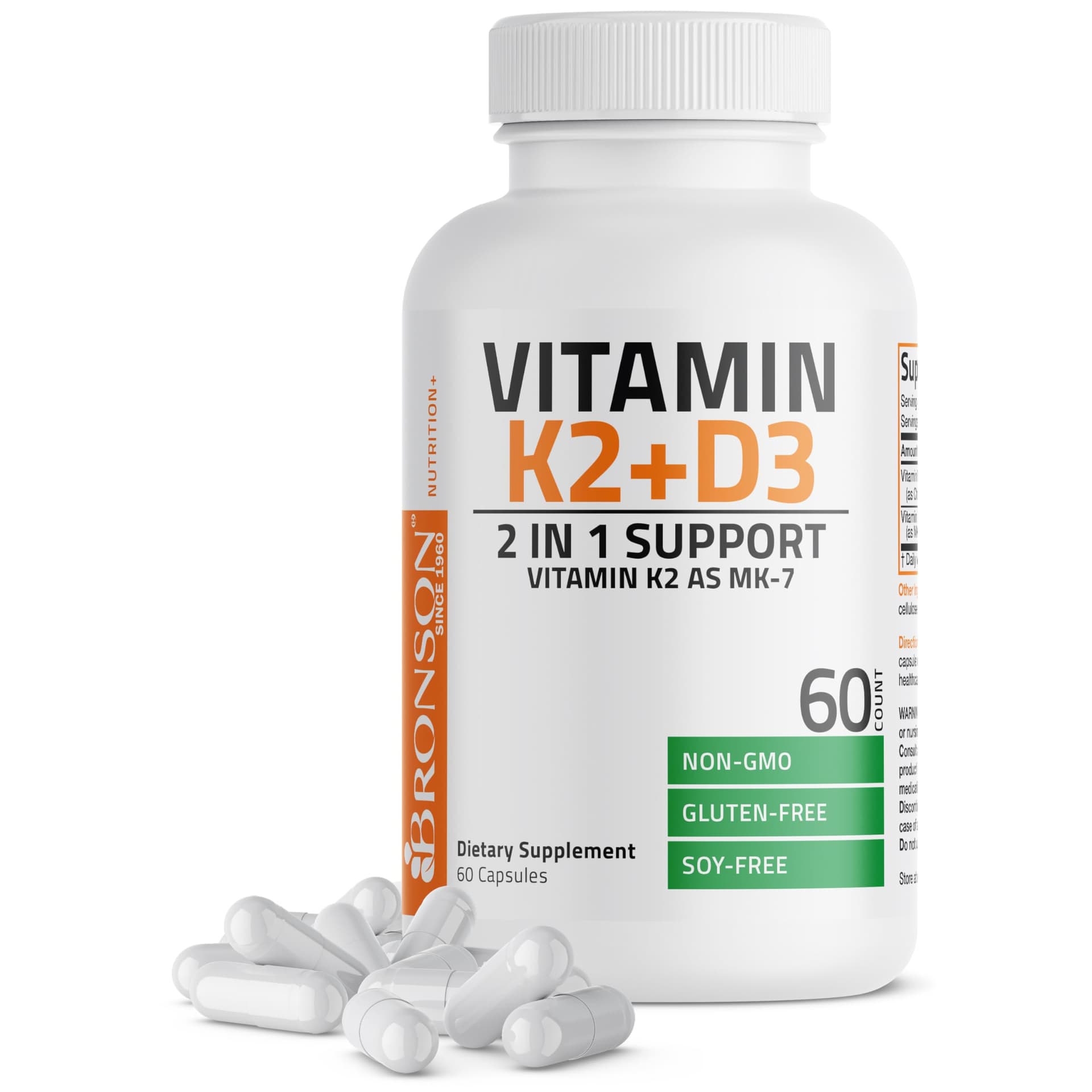 Bronson Vitamin K2 D3 (MK7) Supplement Non-GMO Formula