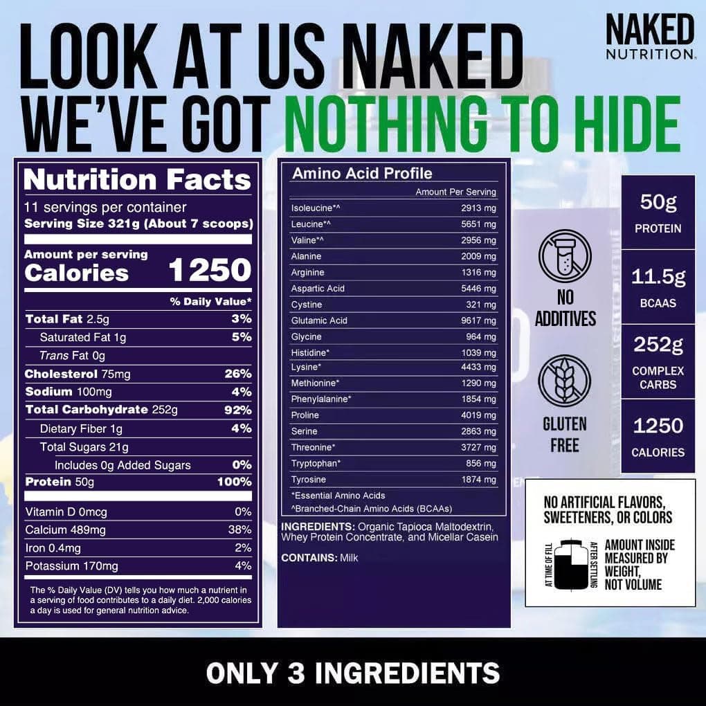 NAKED Mass - Natural Weight Gainer Protein Powder - 8 LB – Bild 5