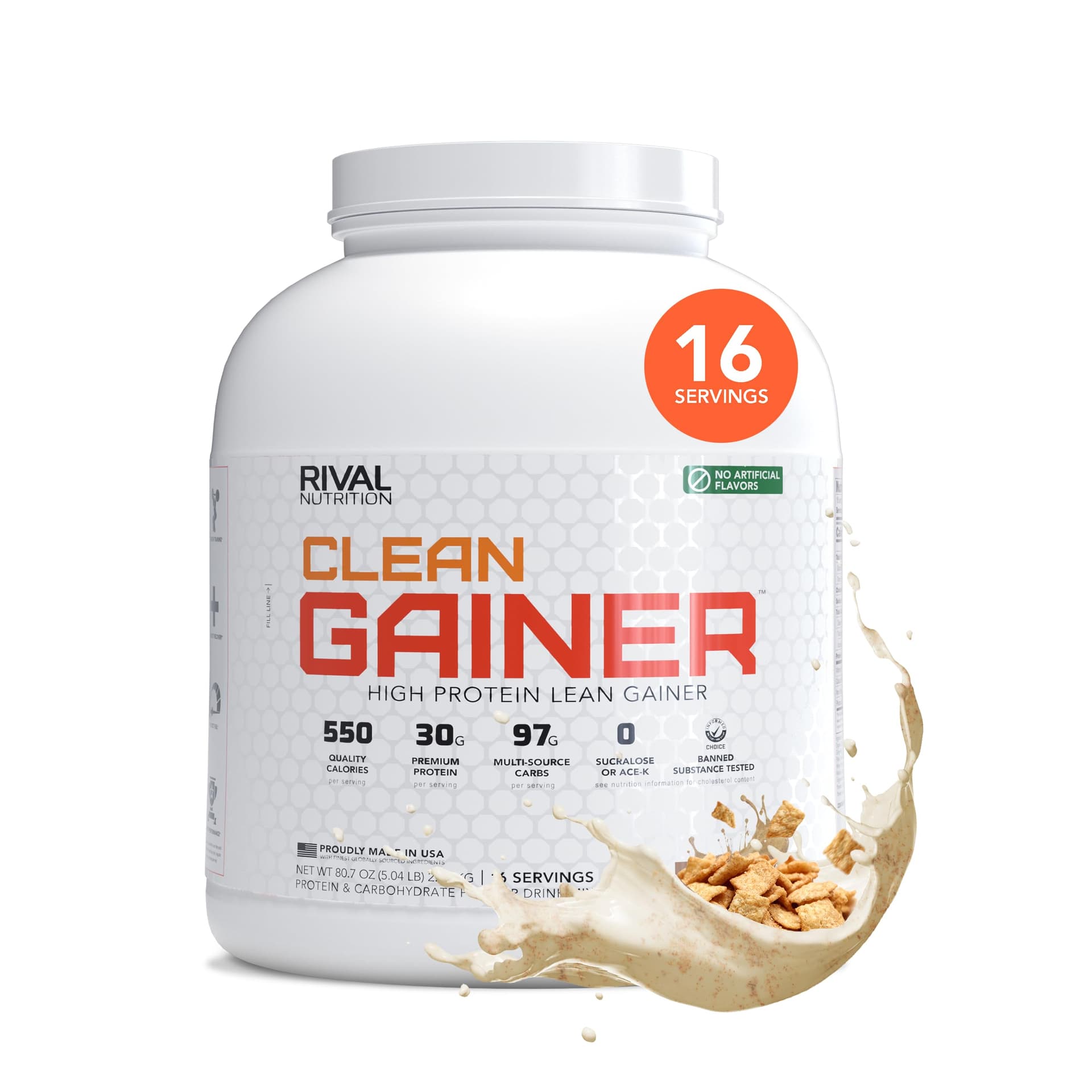RIVAL NUTRITION Clean Gainer High-Protein Lean Gainer Powder Cinnamon Toast Cereal 5 Lb