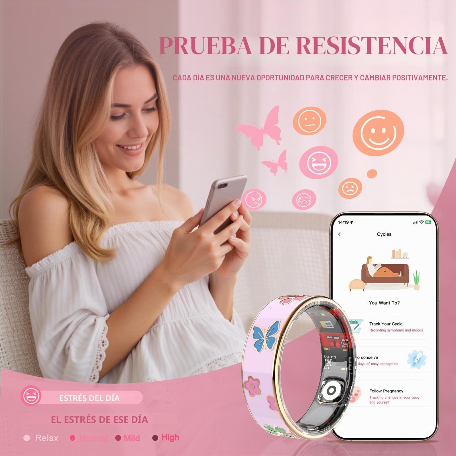 UouNeaCo Elegante anillo inteligente para mujer – Bild 3