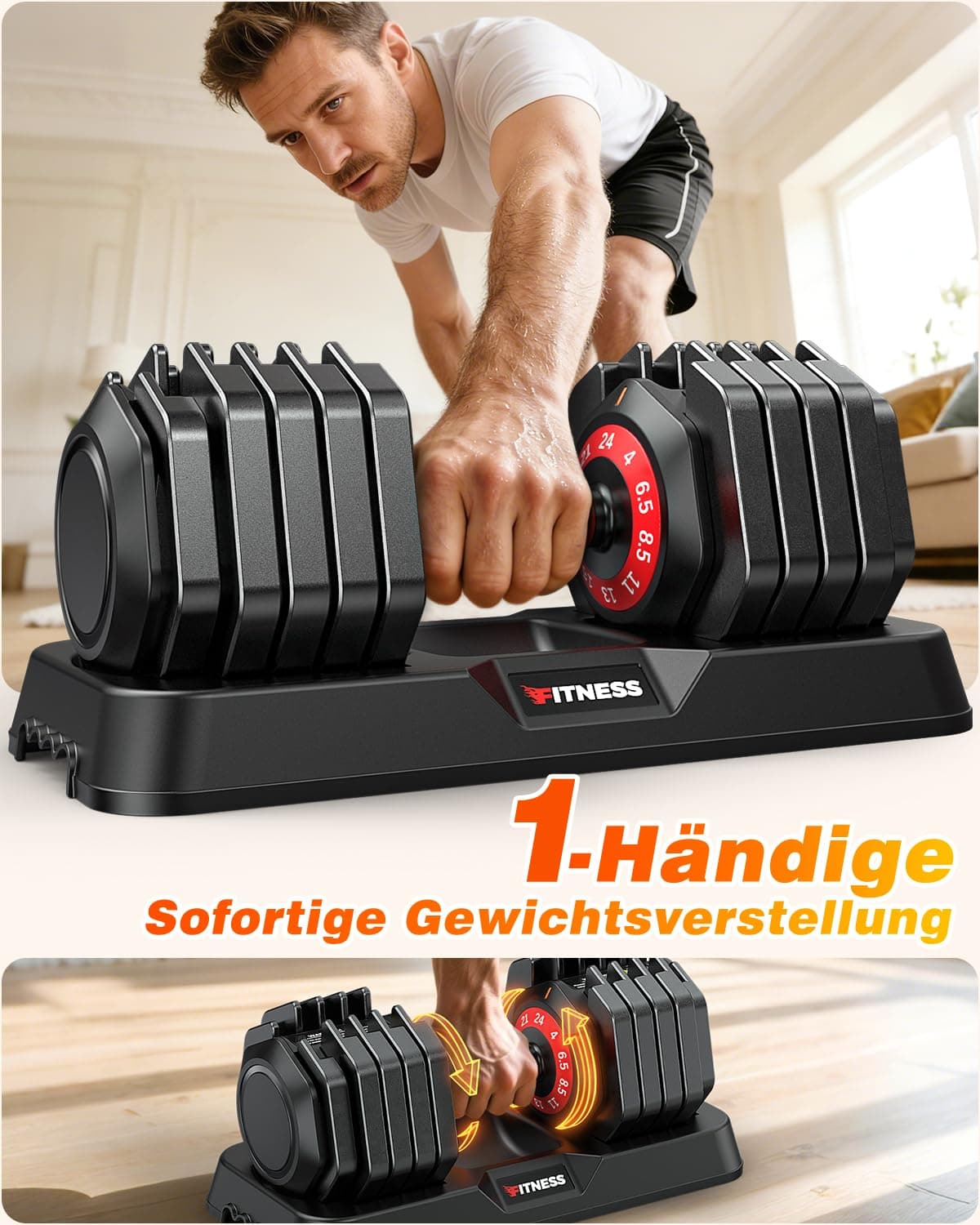 Rendpas Verstellbare Hanteln Set | 5 & 10 Gewichtsstufen | 2–24,5 KG – Bild 2
