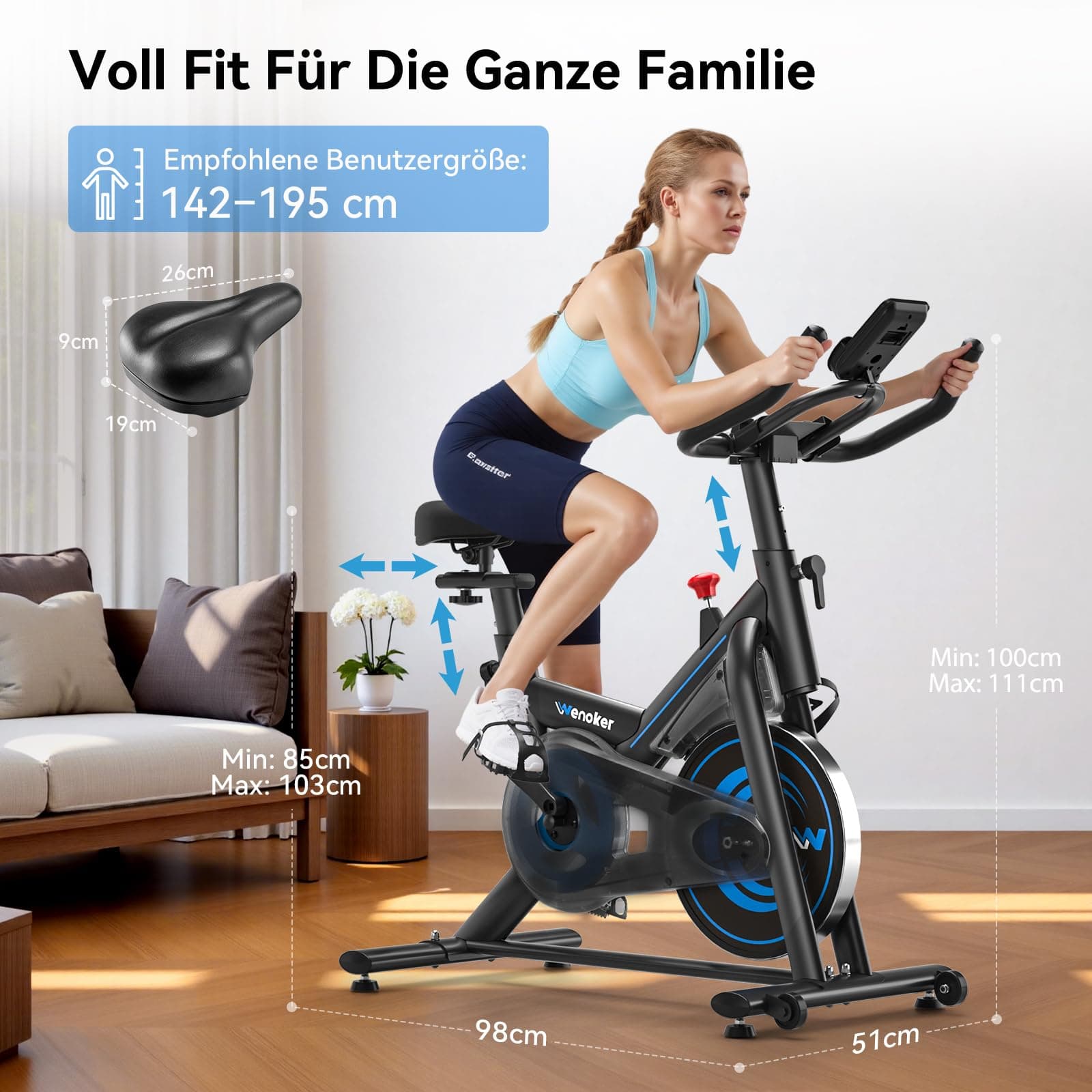 Wenoker Heimtrainer Fahrrad mit App – Bild 6