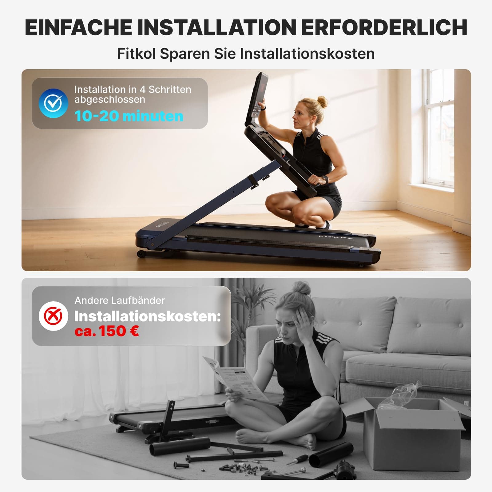 VONKO KI-adaptiver Smarter Laufband für Zuhause 15.5km/h mit – Bild 8