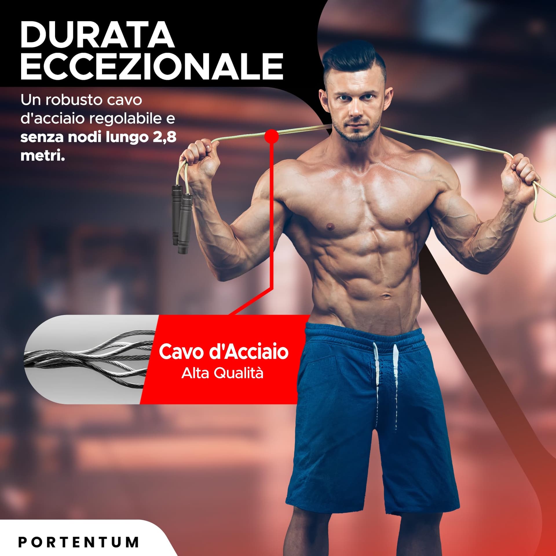 PORTENTUM Corda per Saltare Professionale Speed Corda – Bild 4