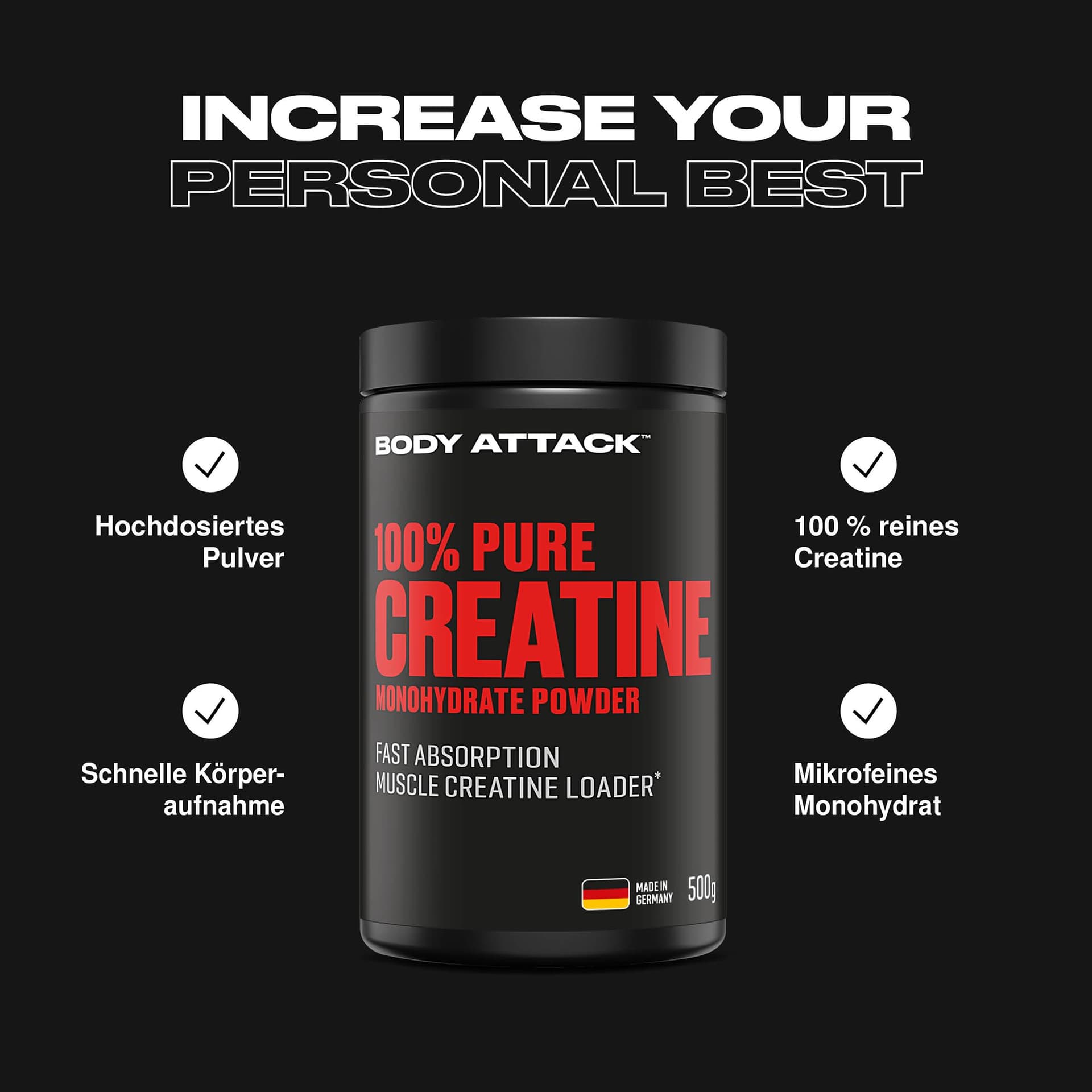 Body Attack Creatin Monohydrat Pulver 500 g – Bild 2
