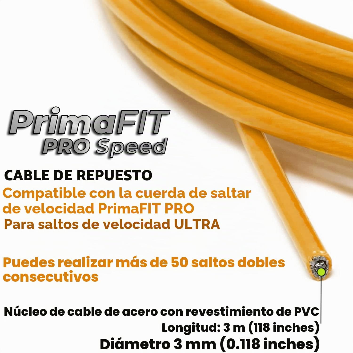 PrimaFit Juego De 2 Cables De Repuesto Primafit Pro Speed Jump Rope – Bild 4