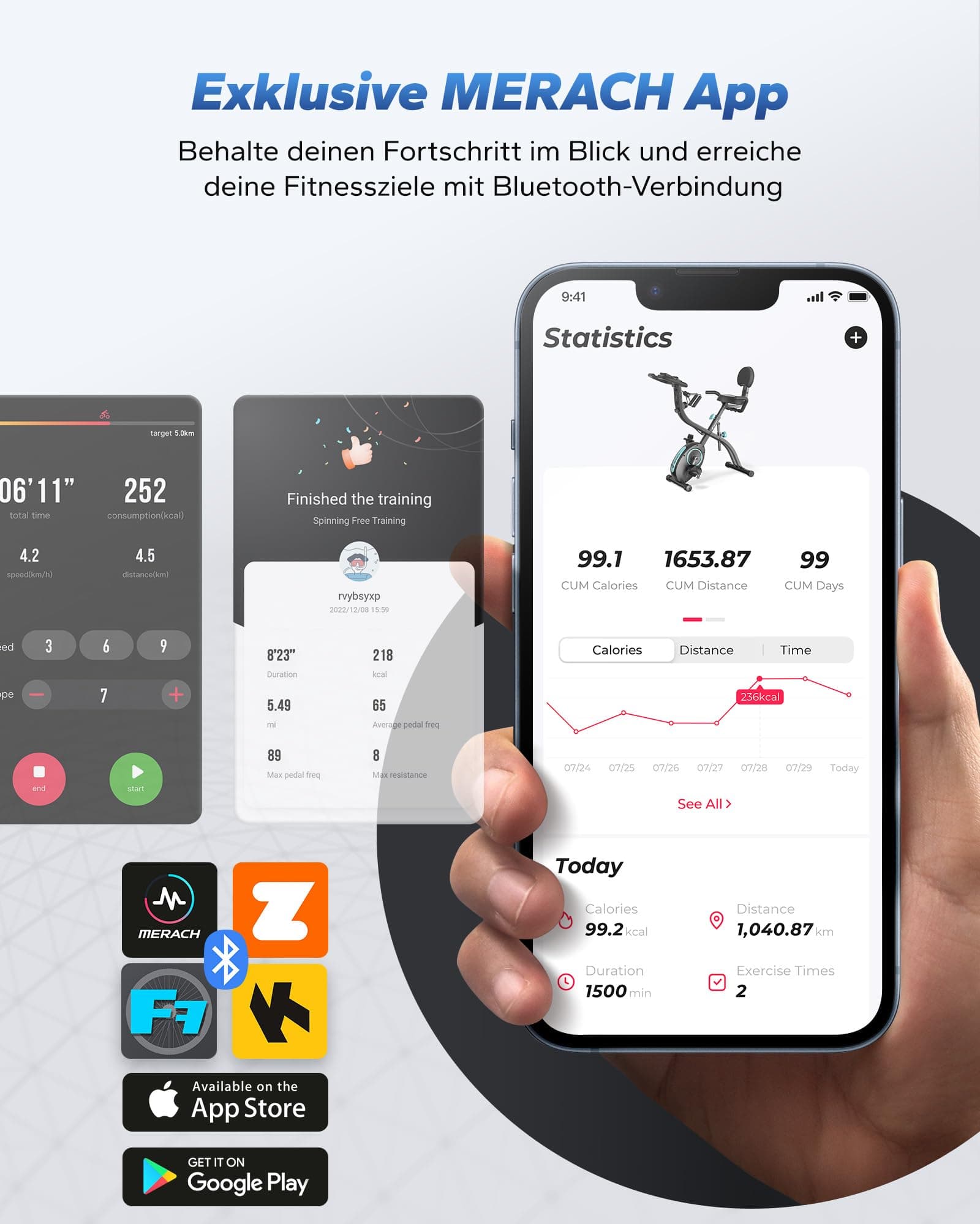 MERACH 4-in-1 Heimtrainer Klappbar – Bild 2