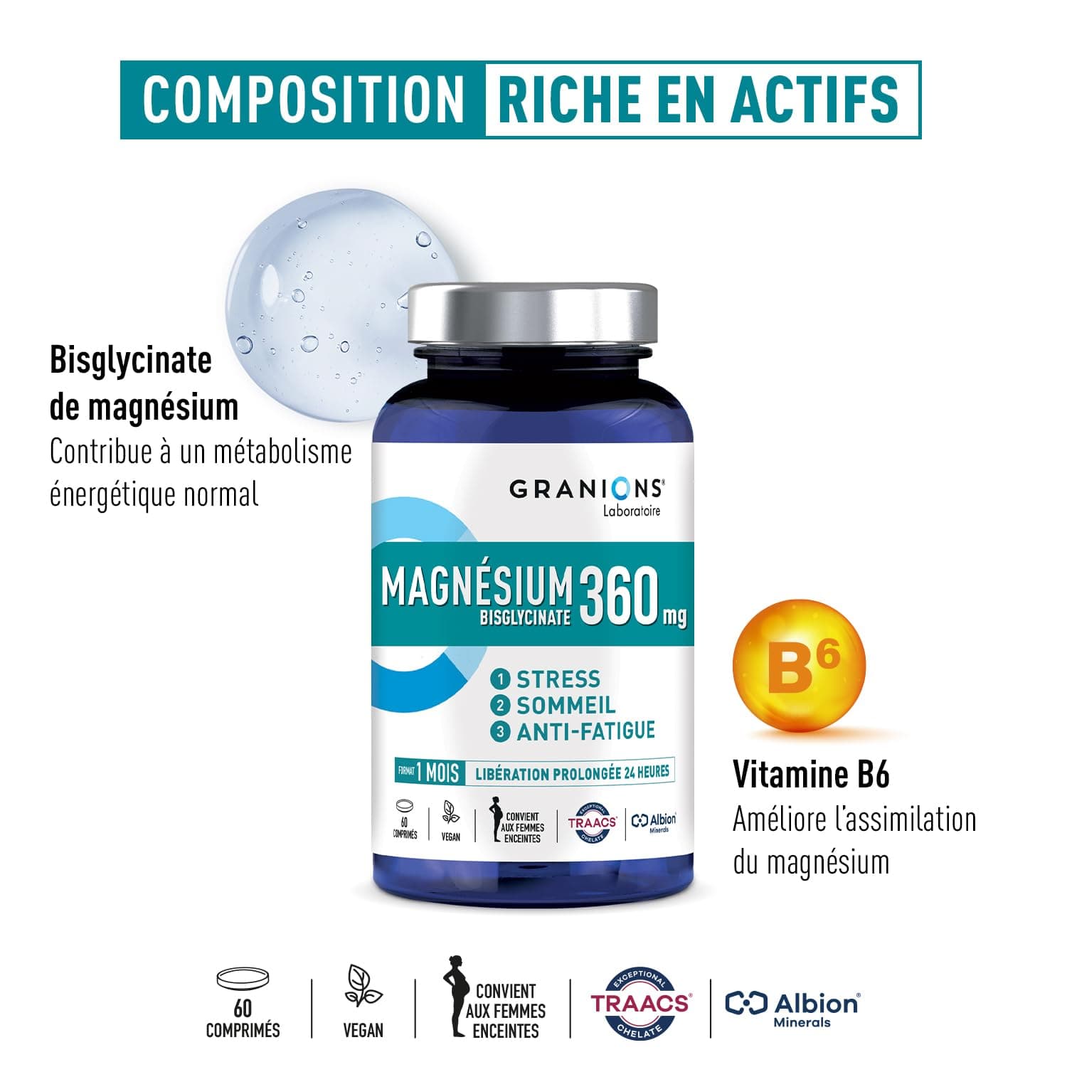 Granions MAGNESIUM BISGLYCINATE 360 MG GRANIONS – Bild 4
