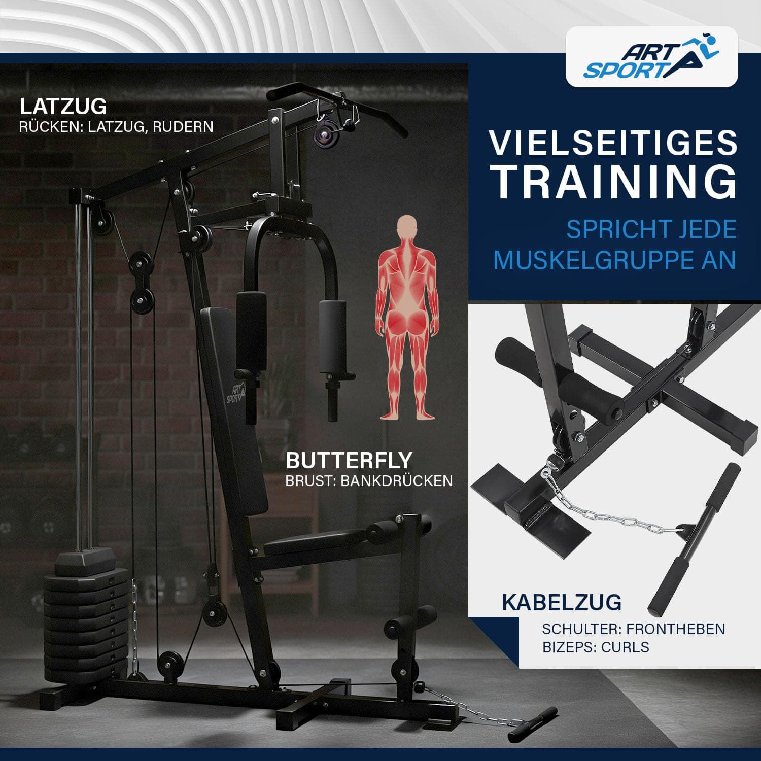 ArtSport Kraftstation ProfiGym 2000 mit Latzug- & – Bild 2