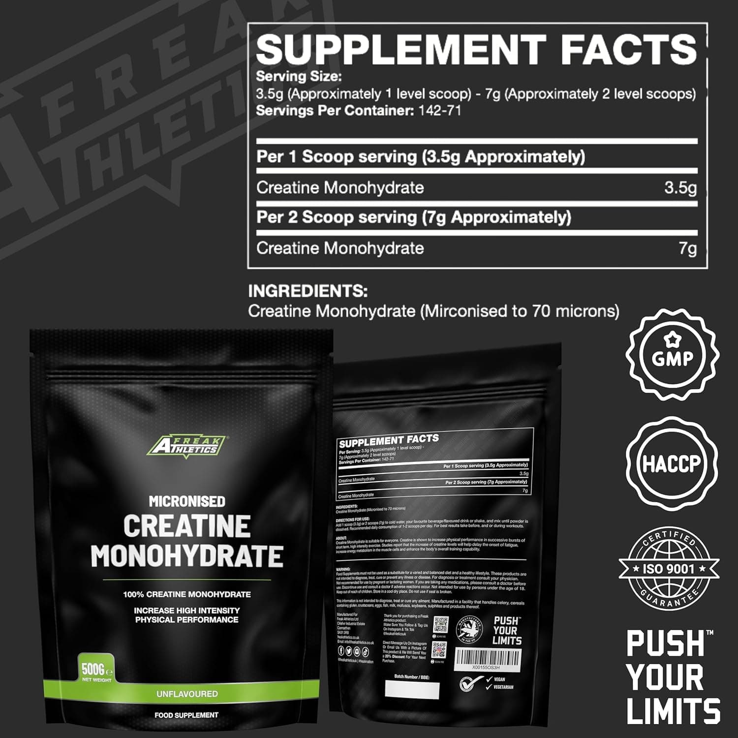 Freak Athletics Creatine Monohydrate Powder 500g – Bild 2