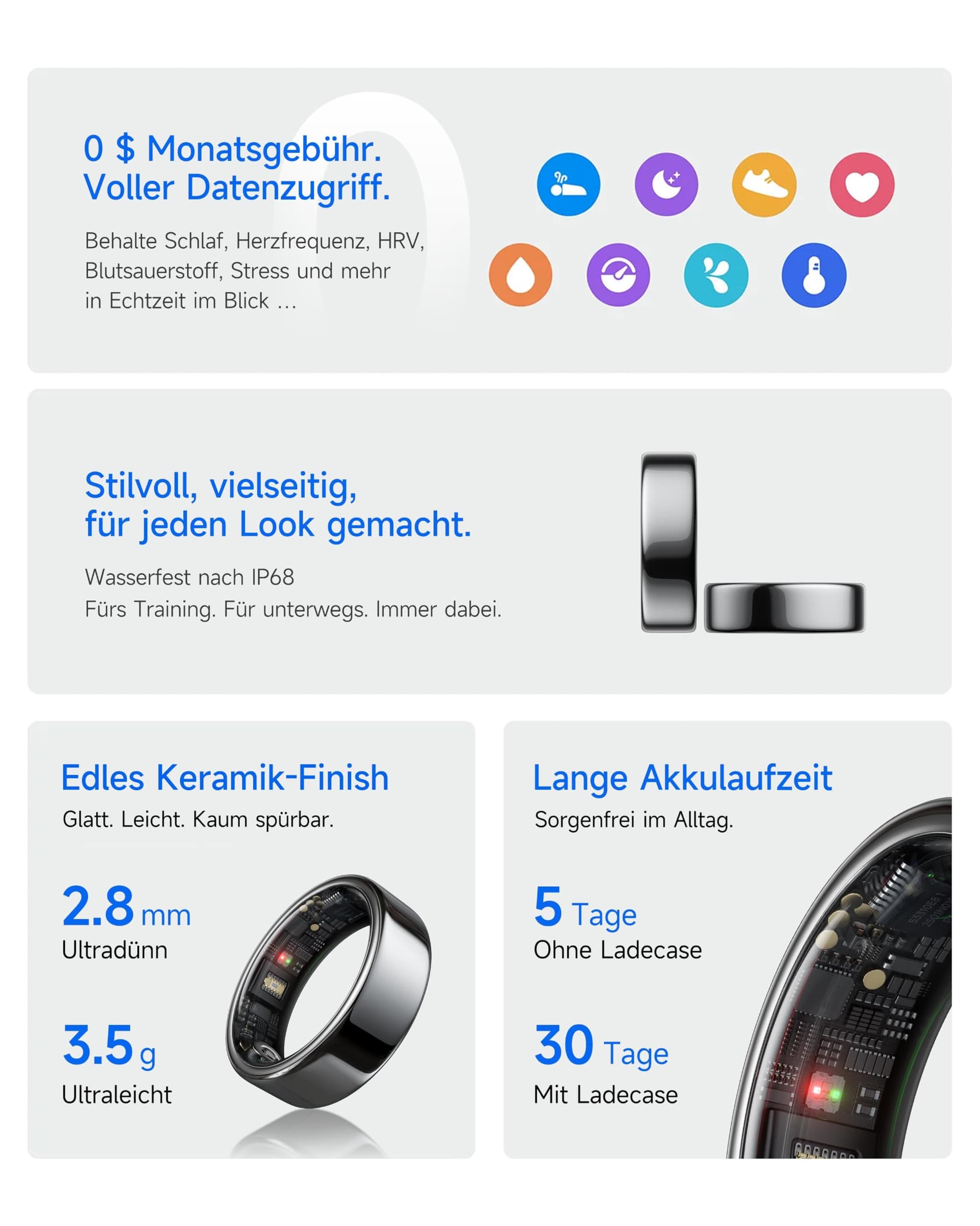 Smart Ring HOU AI Smart Ring Ohne Abo für Damen & Herren – Bild 3