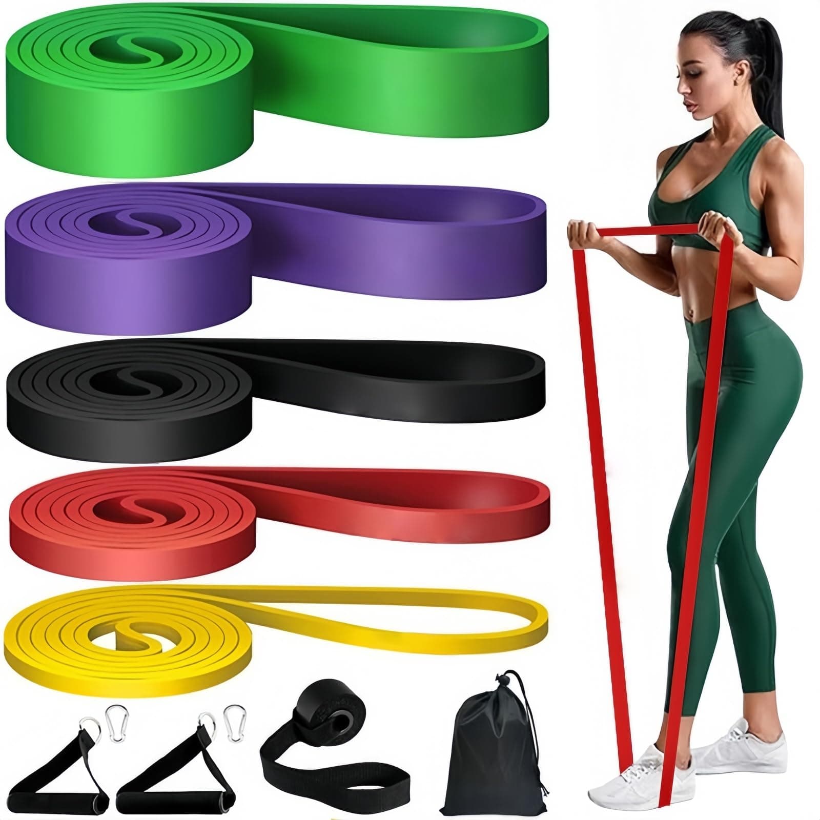 Kiuiom Cintas Elasticas Musculacion,Bandas de Resistencia Set con
