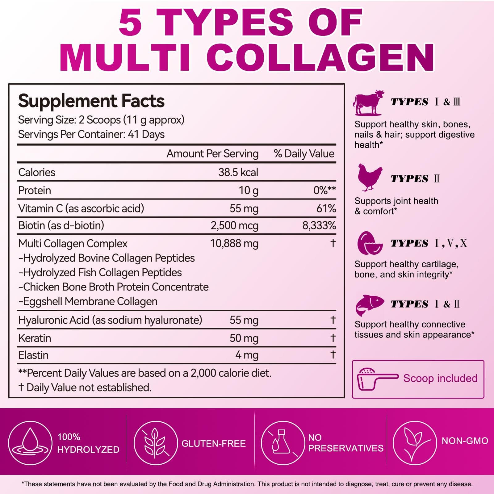 AEBEFBAW Multi Collagen Peptides Powder | Types I, II, III, V, X | 16 Oz – Bild 6