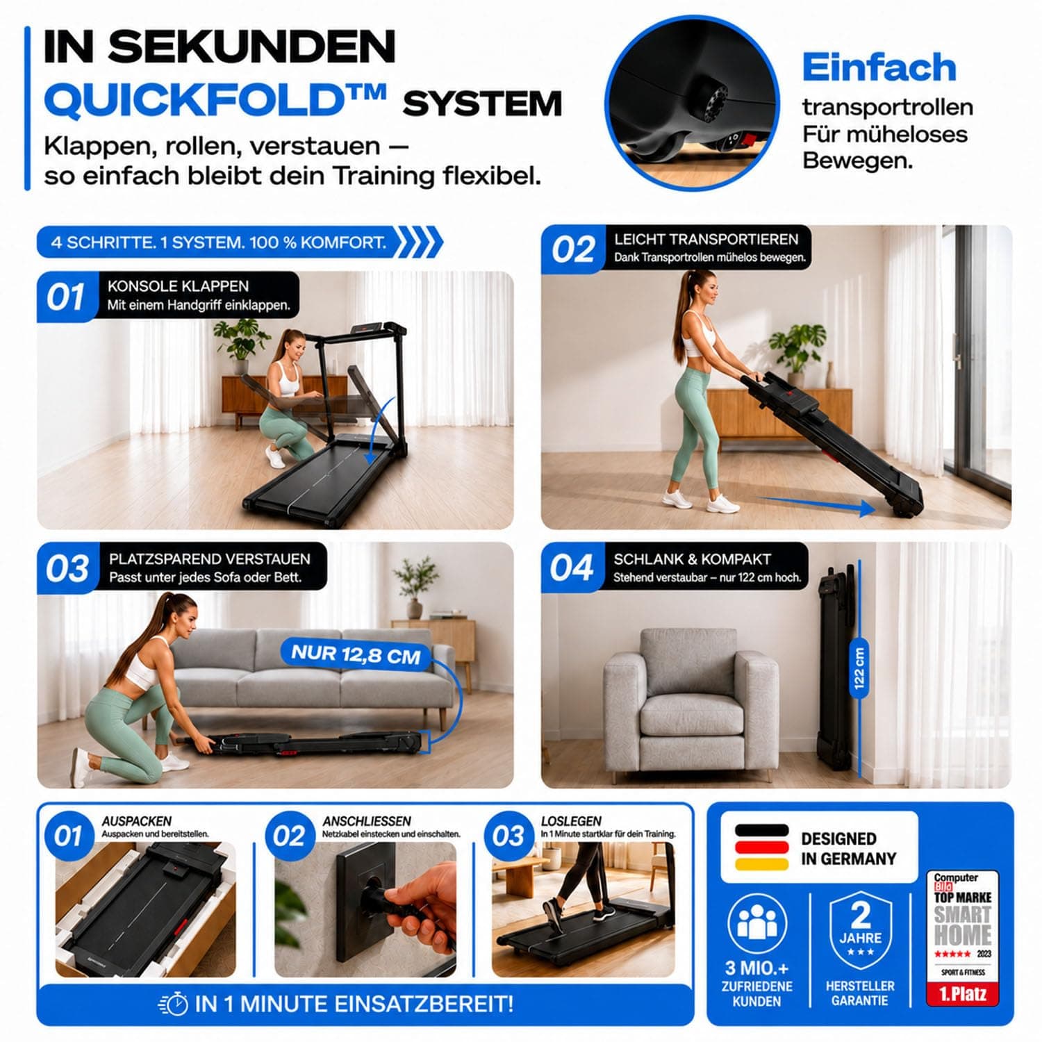 Sportstech Elektrisches Laufband - Klappbar mit 9% Steigung - Stabil bis 120 kg – Bild 3