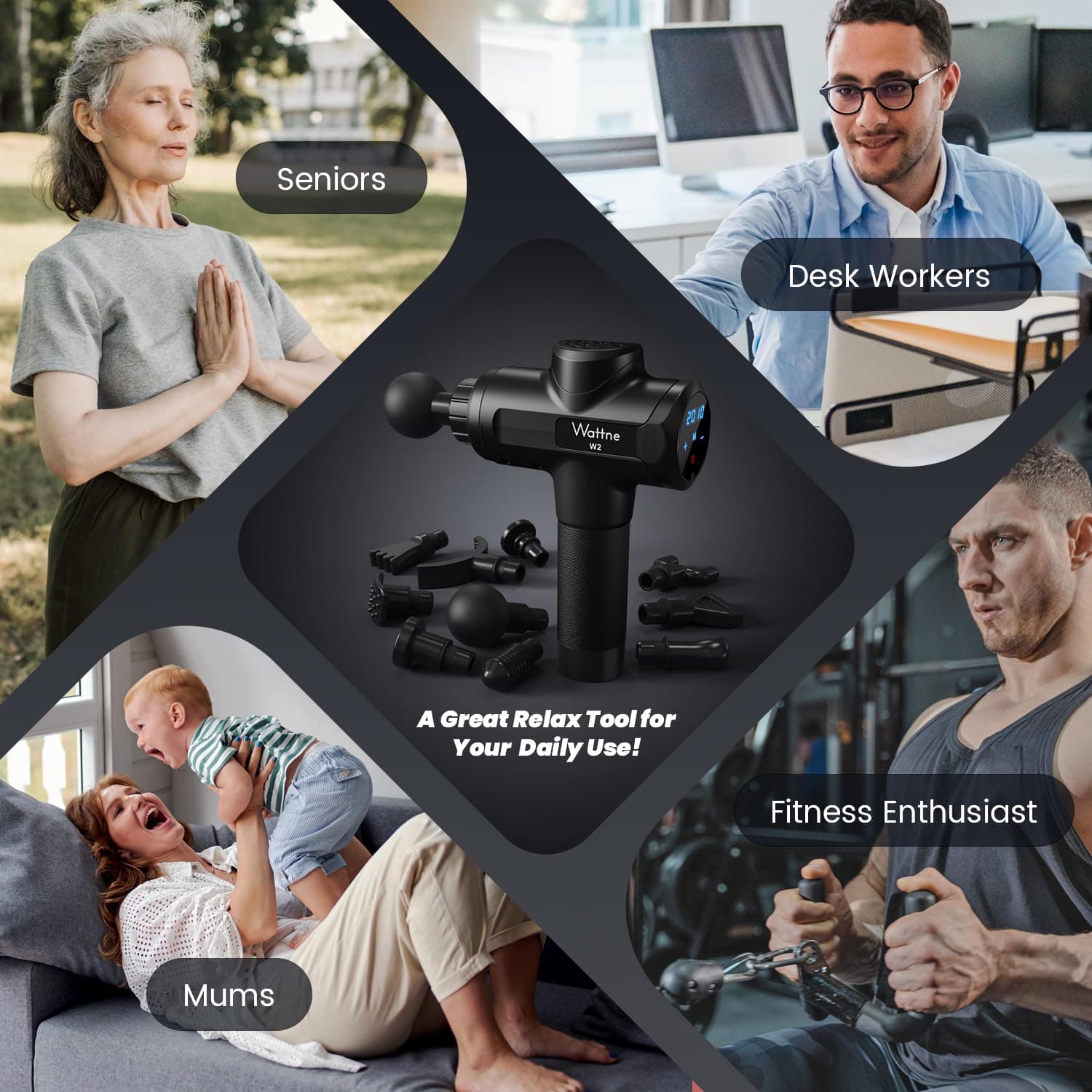 Wattne Muscle Massage Gun Deep Tissue Percussion Massager – Bild 5