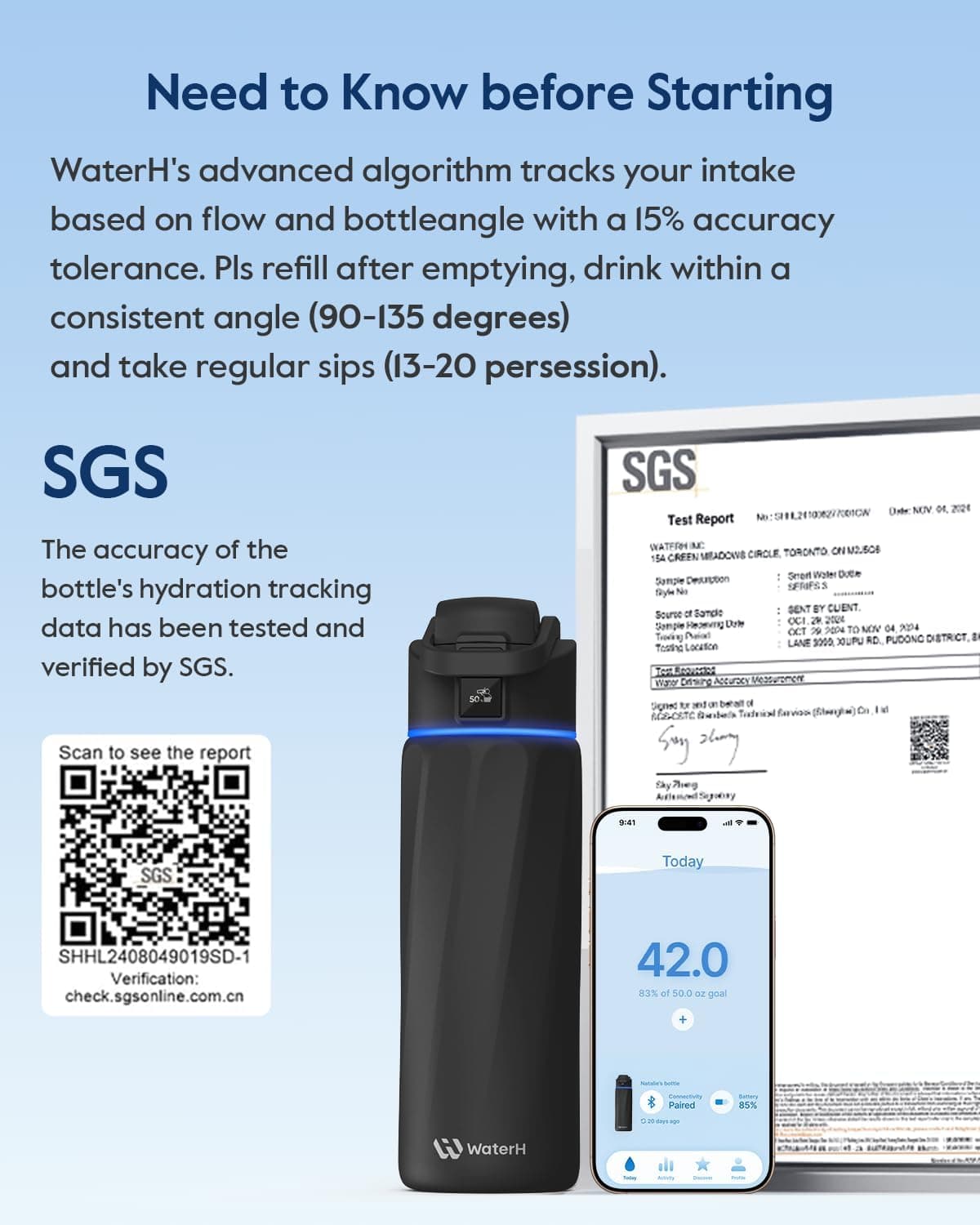 WATERH BOOST Smart Water Bottle that Reminds You to Drink, 710 ml – Bild 7