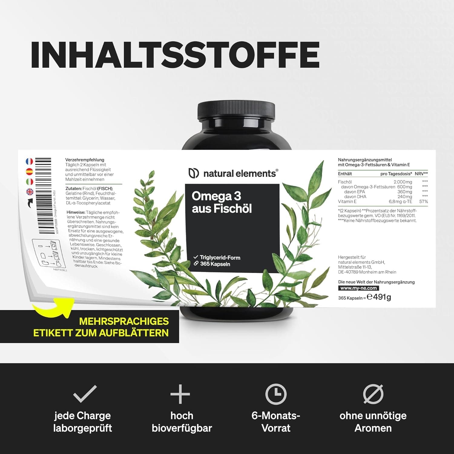 natural elements Omega 3 (2er Set) – 2x 365 Kapseln – Bild 6