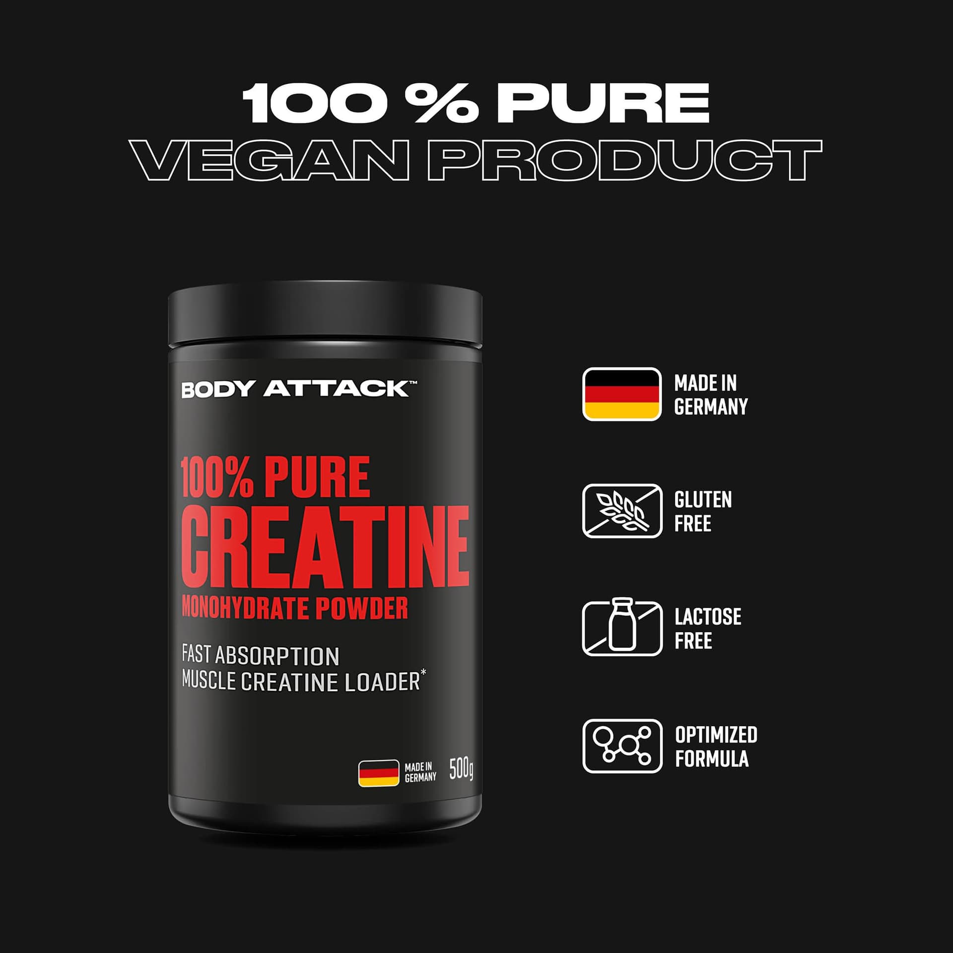 Body Attack Creatin Monohydrat Pulver 500 g – Bild 4