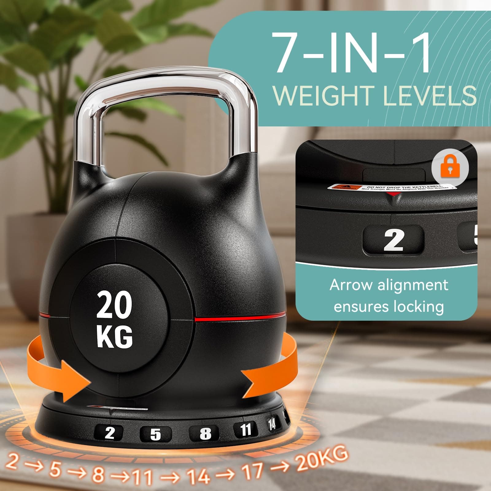 LIFERUN Kettlebell Verstellbare Hanteln Set 7 in 1 – Bild 7