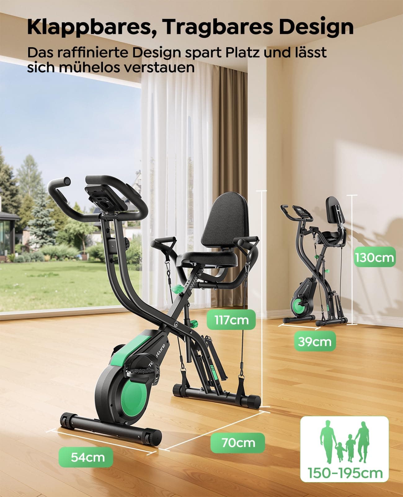Toputure Neu Toputure Heimtrainer Fahrrad Klappbar mit App – Bild 8